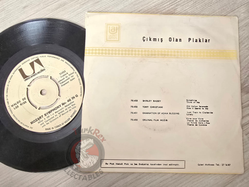 Waldo De Los Rios – Mozart Symphony No.40 In G Minor 7" Turkish Pressing Vinyl Turkey Edition