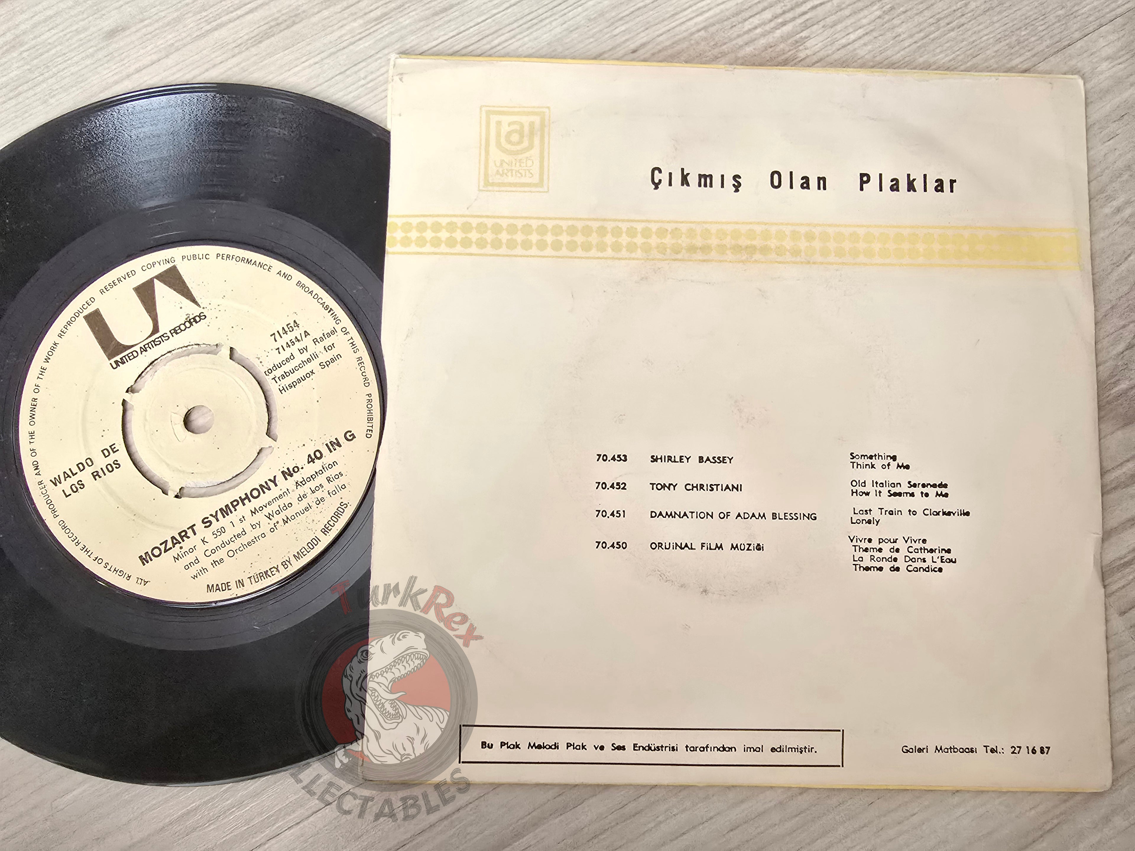 Waldo De Los Rios – Mozart Symphony No.40 In G Minor 7" Turkish Pressing Vinyl Turkey Edition