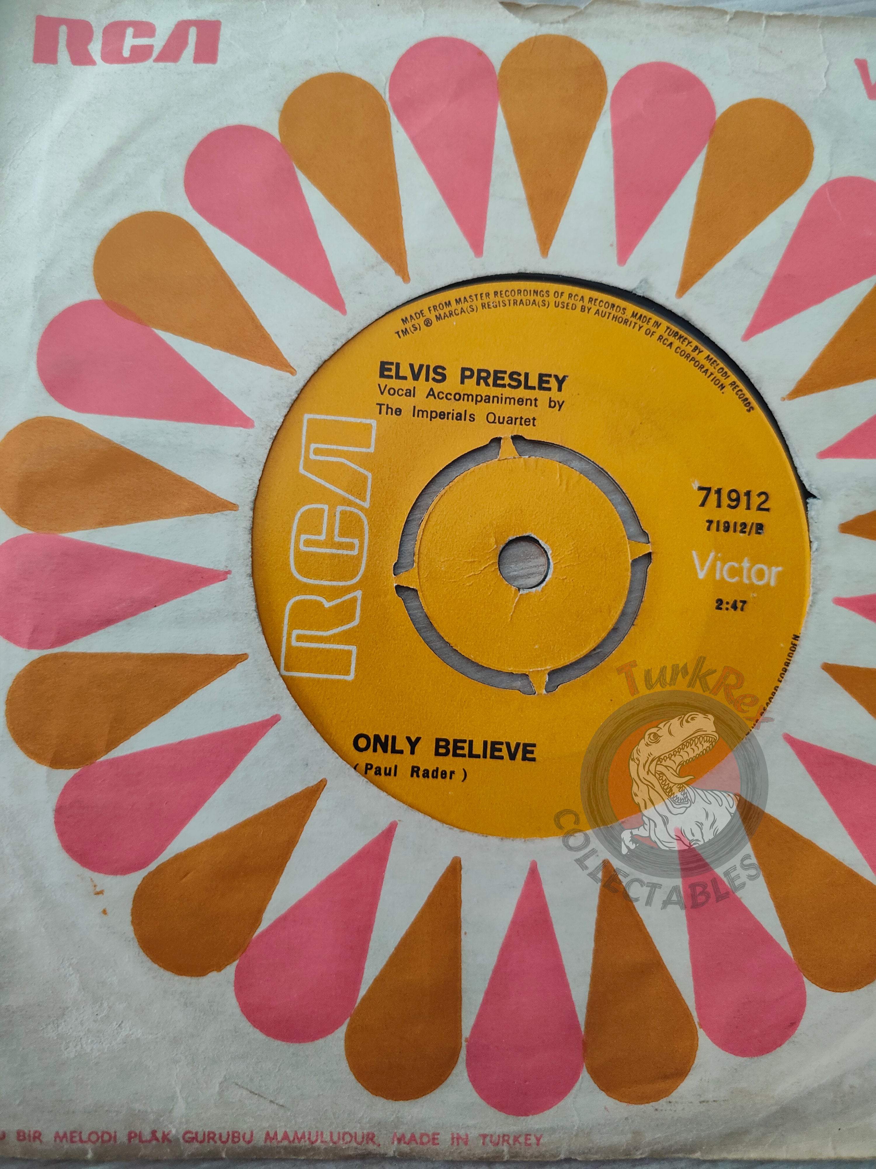 Elvis Presley – Life / Only Believe 7" Turkish Pressing Vinyl Turkey Edition