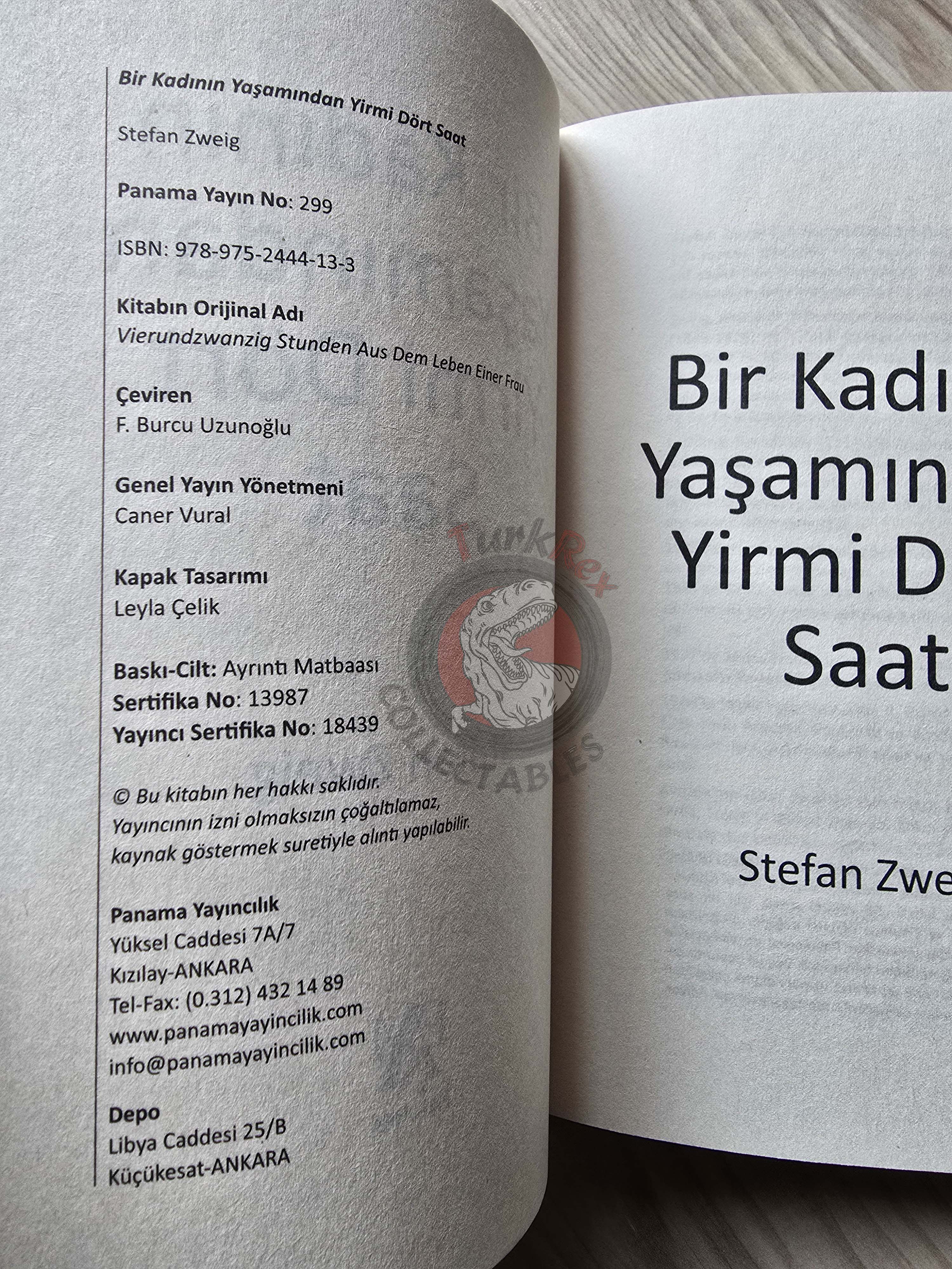 Stefan Zweig – Twenty-Four Hours In The Life Of A Woman Turkish Book Turkey
