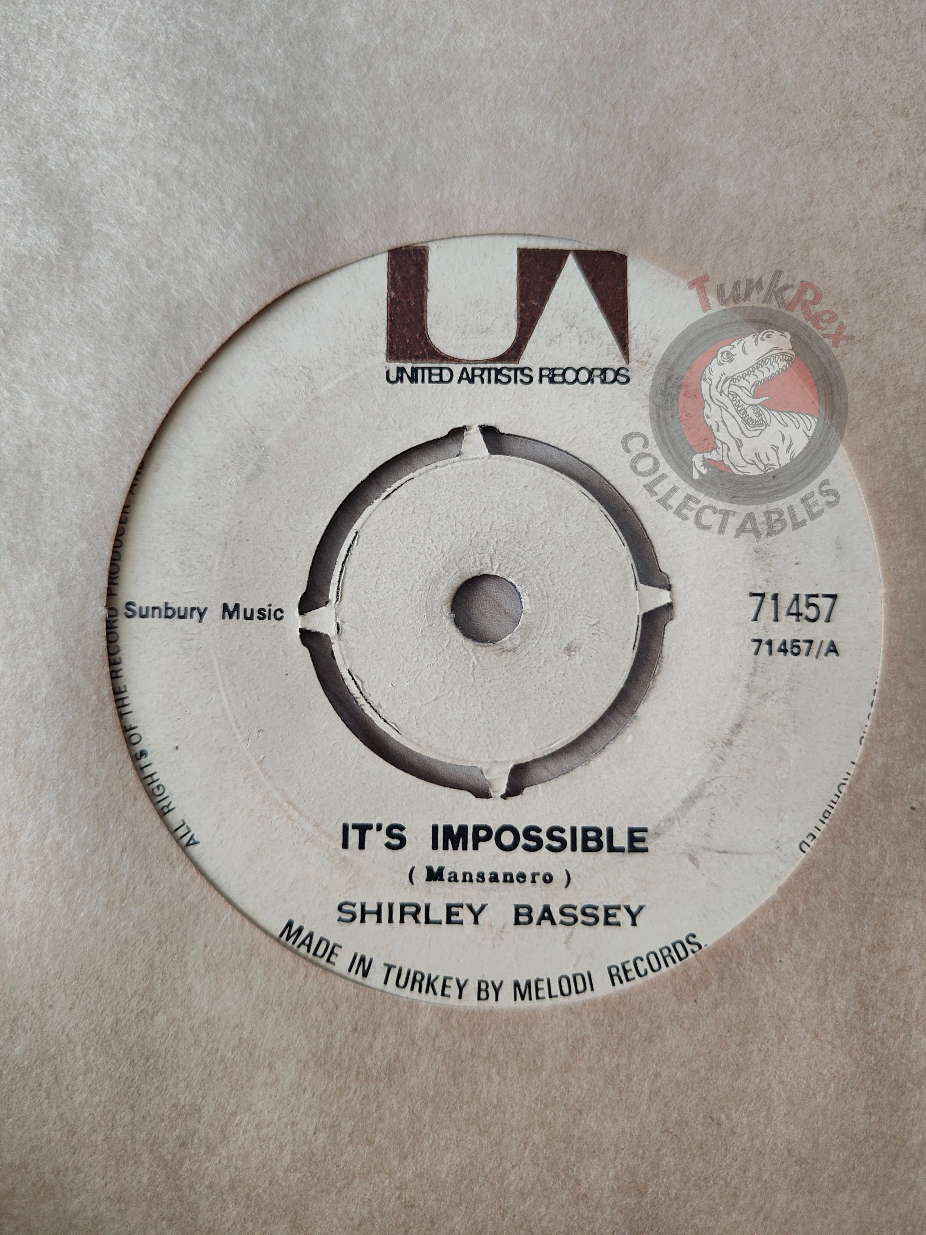 Shirley Bassey – It's Impossible 7" Turkish Pressing Vinyl Turkey Edition