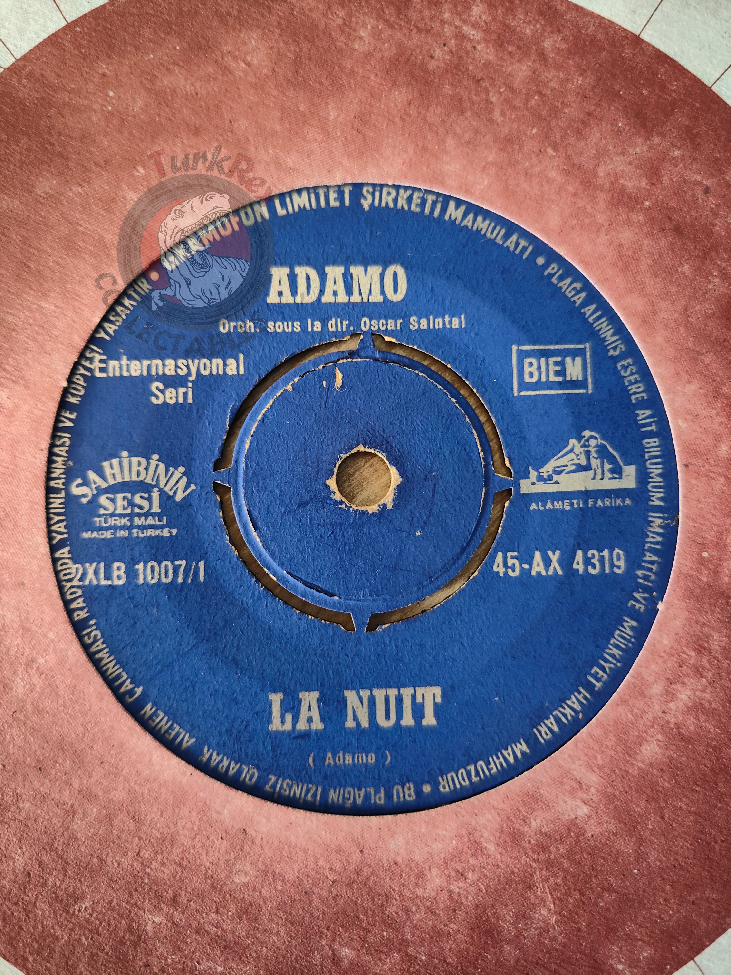 Adamo – La Nuit 7" Turkish Pressing Vinyl Turkey Edition