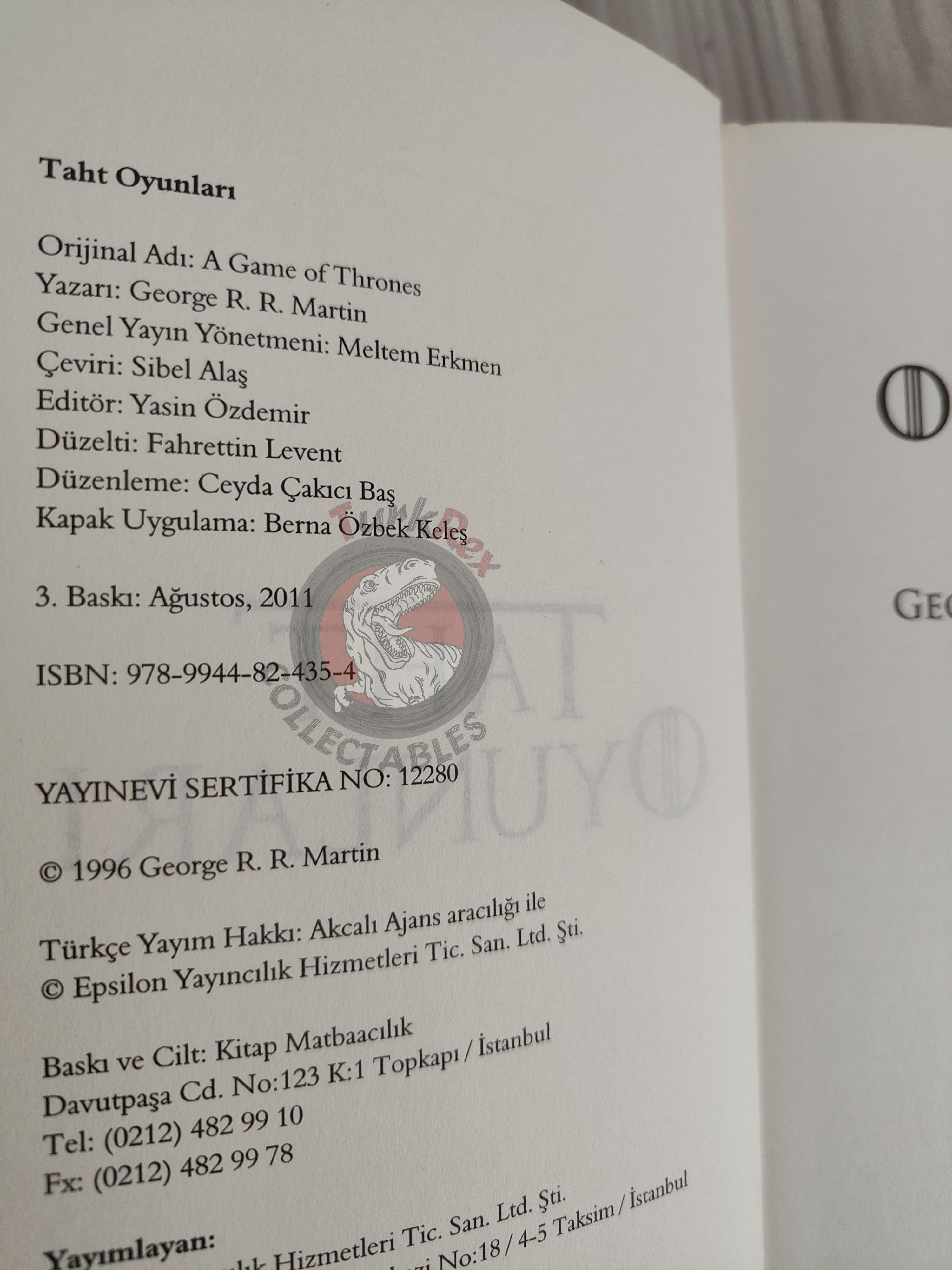 George R. R. Martin – A Game of Thrones Series Turkish Book Turkey Lot of 9