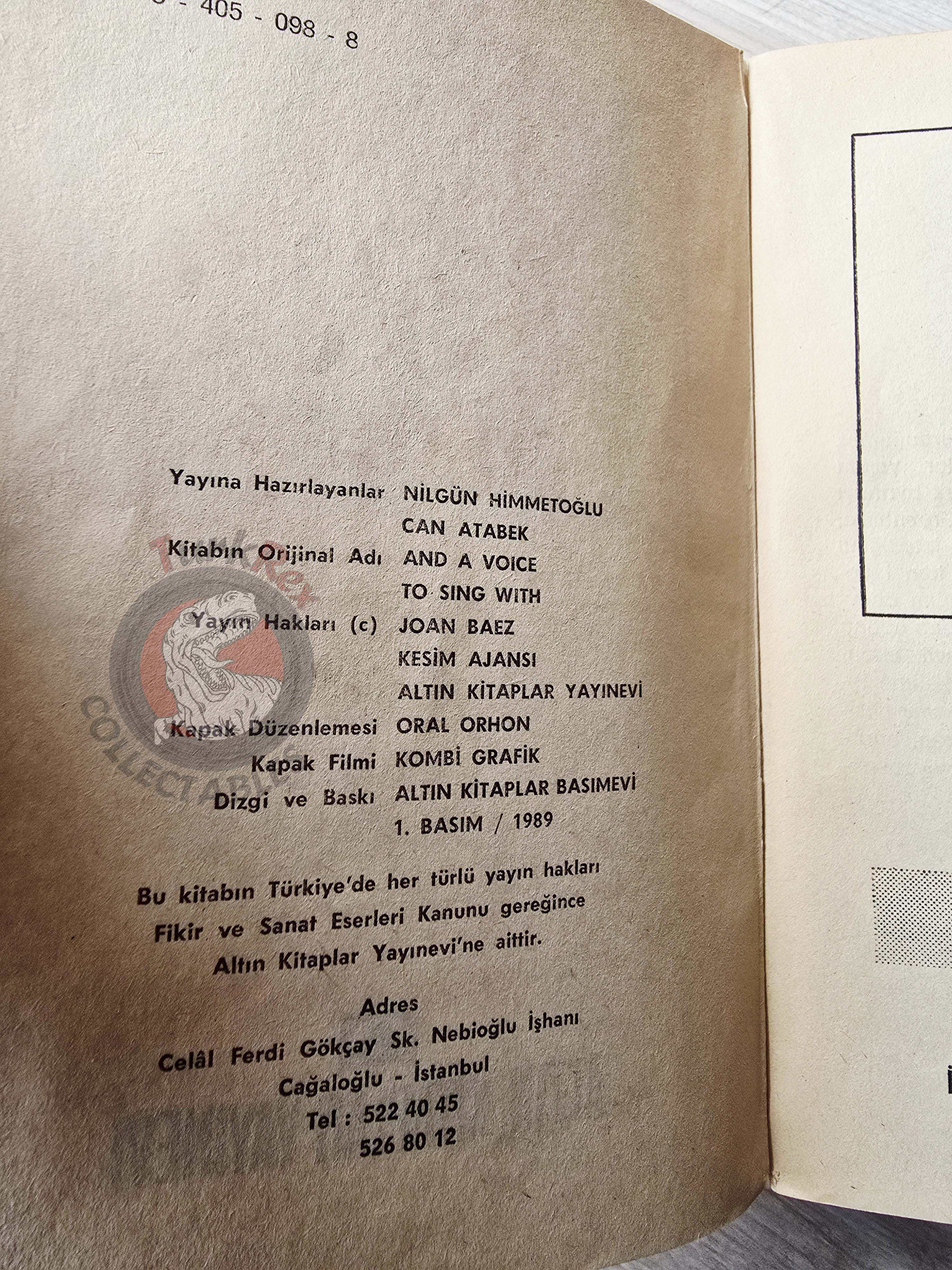 Joan Baez – A Voice to Sing With 1989 1st  Turkish Book Turkey