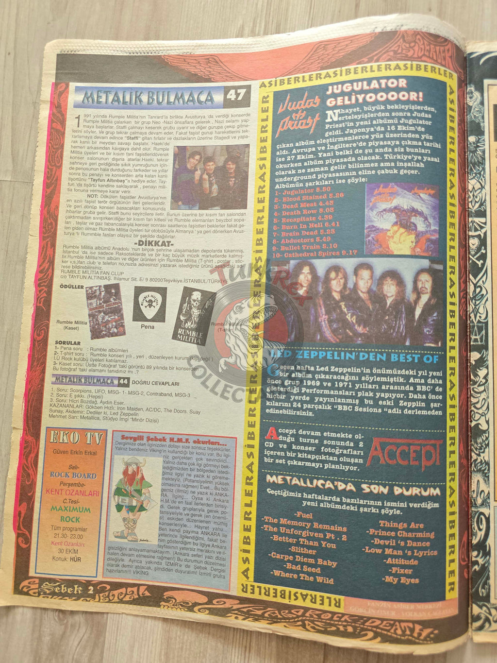 Şebek Fanzine 1997 Rob Halford Judas Priest  Turkish Mag Stratovarius Led Zeppelin Metallica