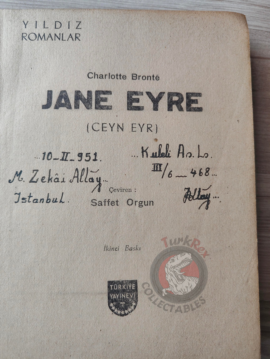Charlotte Brontë – Jane Eyre 1946 Turkish Book Turkey