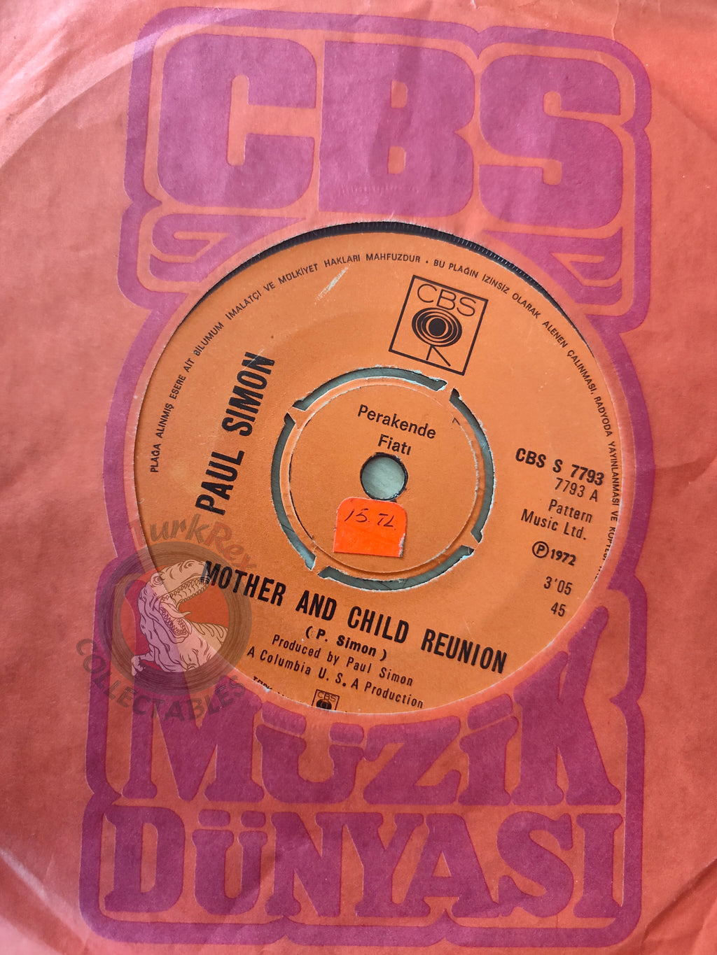 Paul Simon – Mother And Child Reunion 7" Turkish Pressing Vinyl Turkey Edition