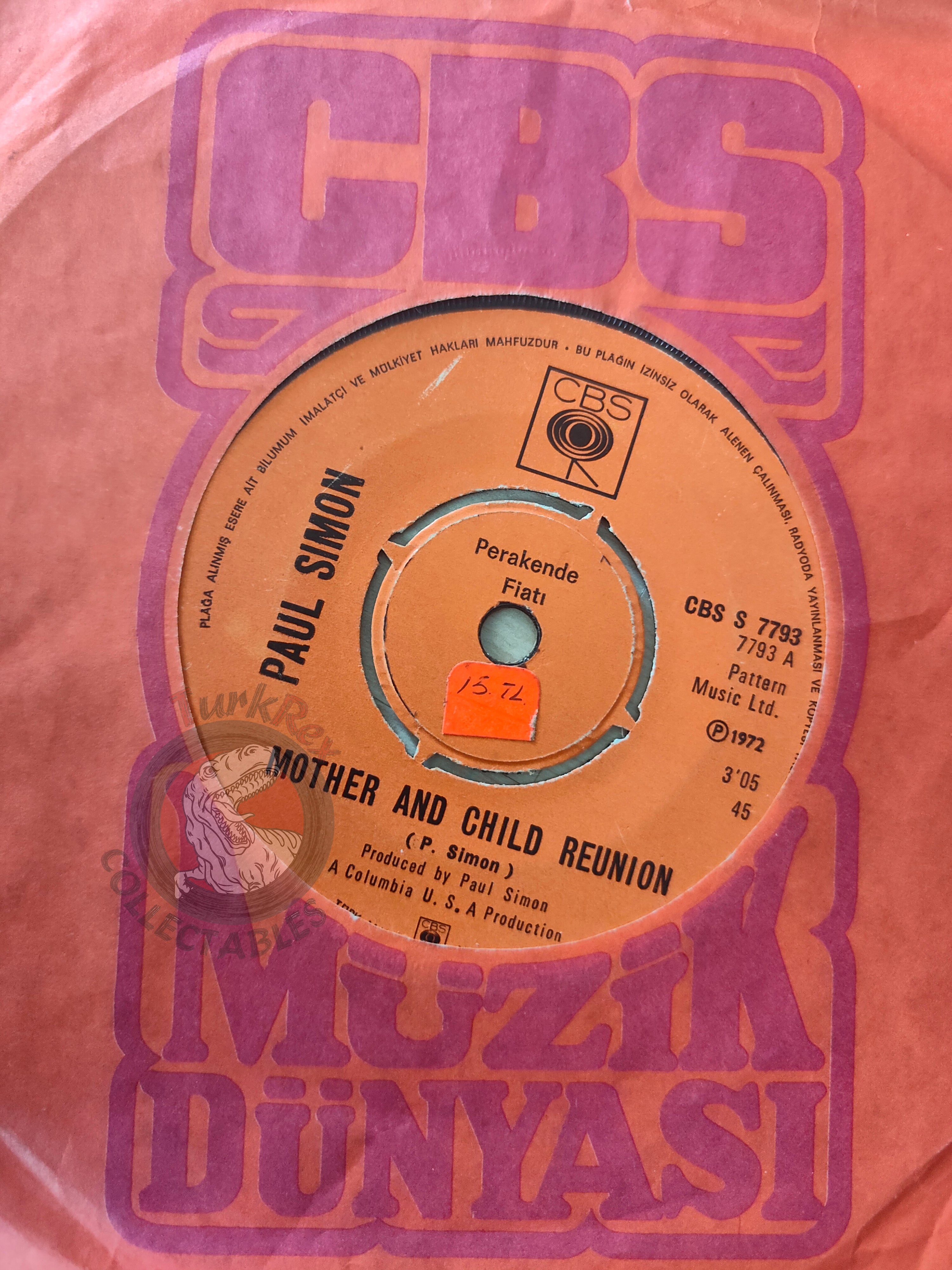 Paul Simon – Mother And Child Reunion 7" Turkish Pressing Vinyl Turkey Edition