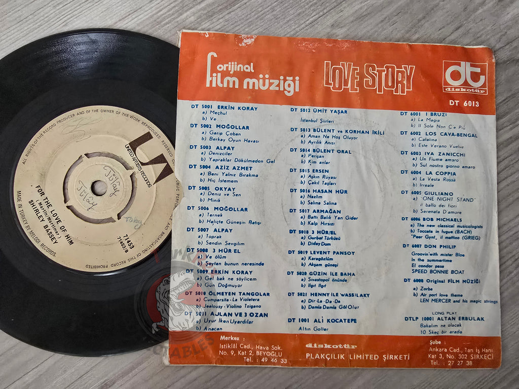 Shirley Bassey – Love Story 7" Turkish Pressing Vinyl Turkey Edition