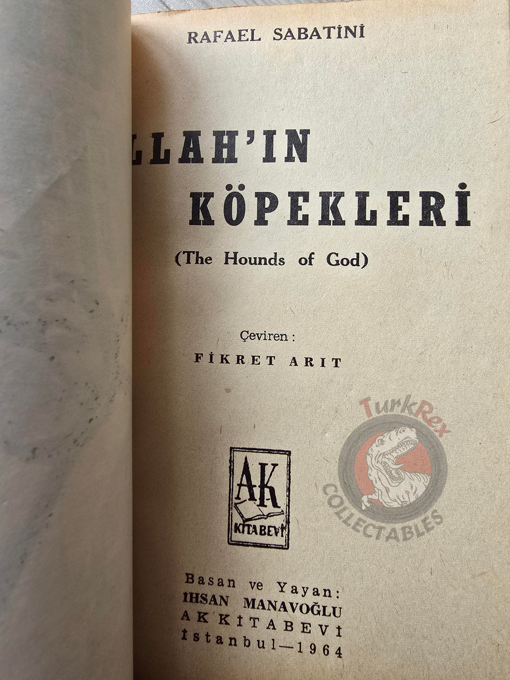 Rafael Sabatini – The Hound of God 1964 1st Turkish Book Turkey
