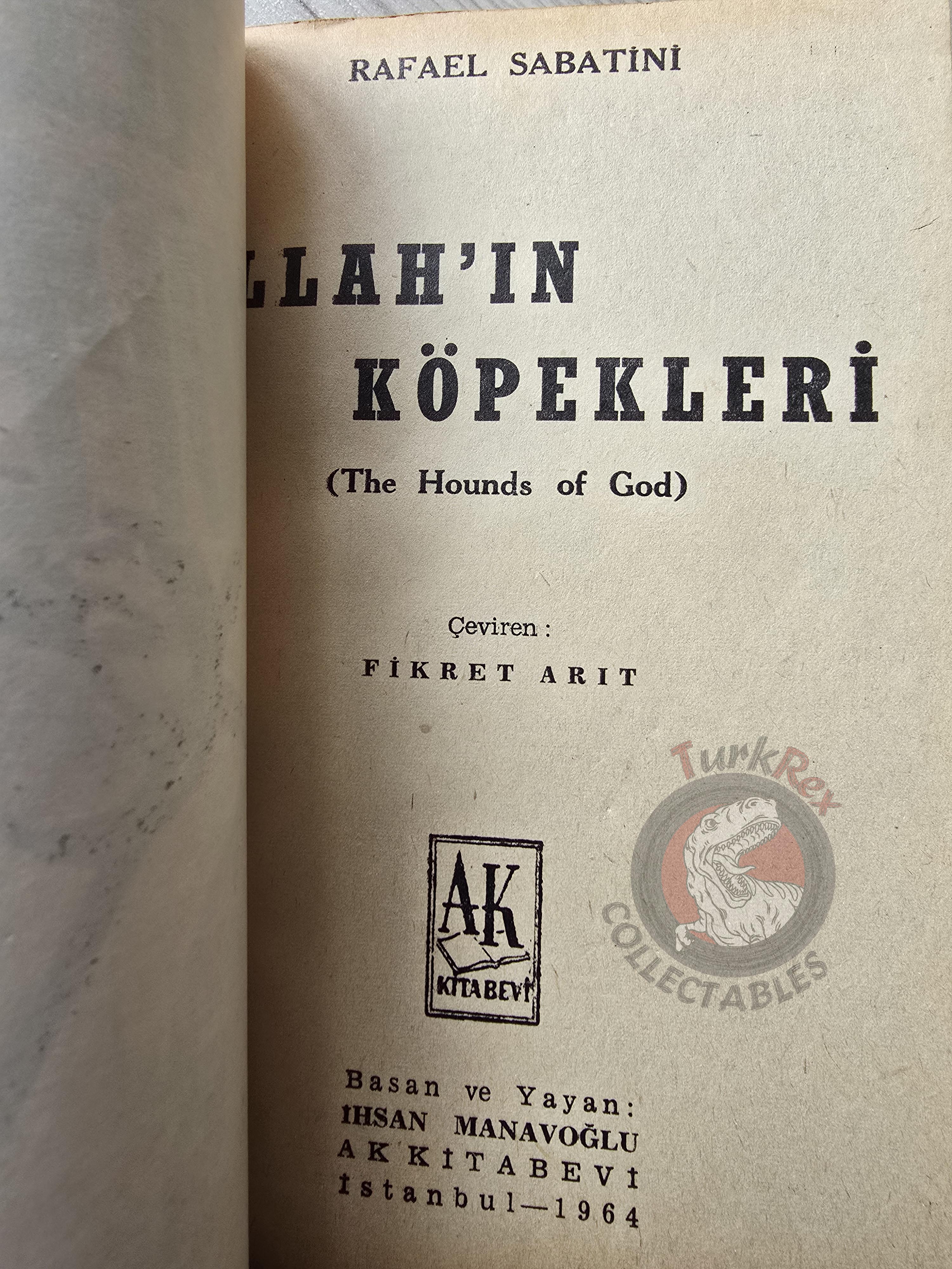 Rafael Sabatini – The Hound of God 1964 1st Turkish Book Turkey