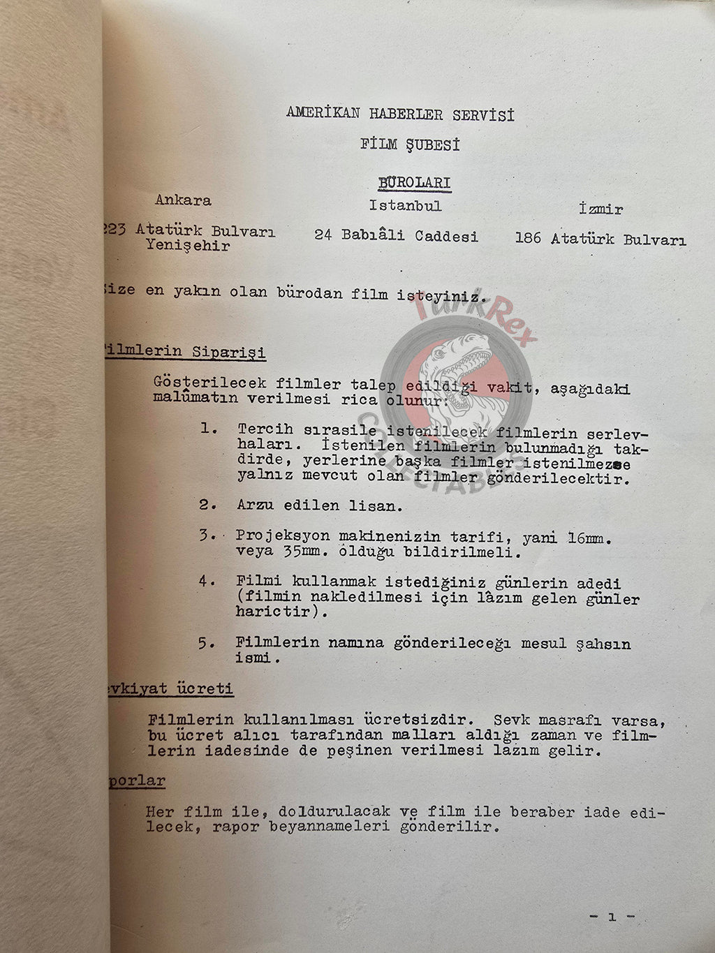 Guide to 16 mm Motion Pictures United States Information Service 1950s Turkish Book Turkey