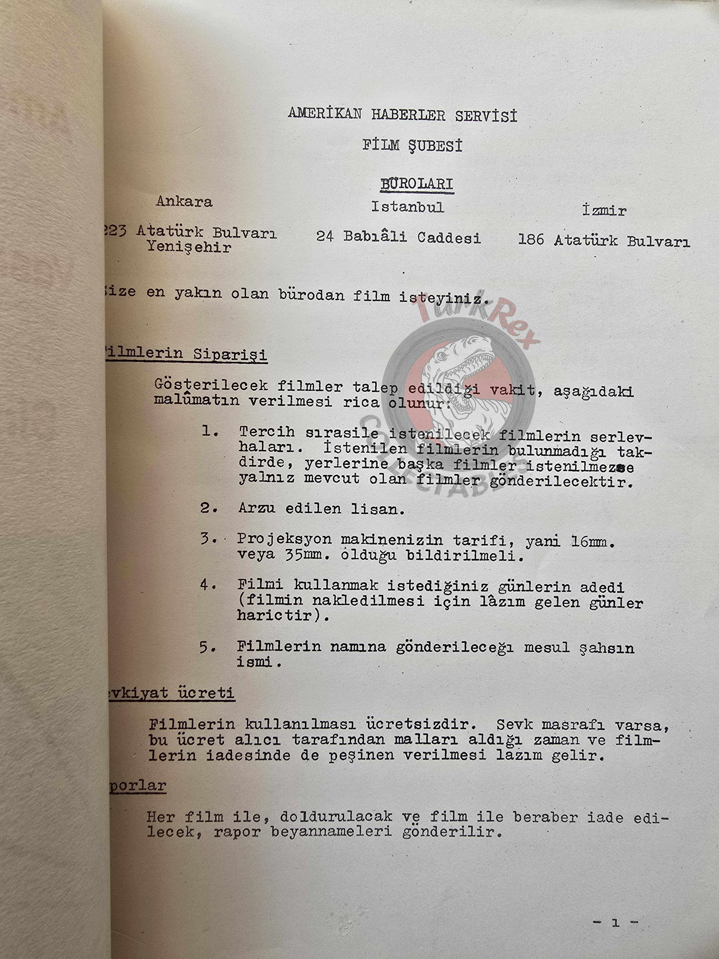 Guide to 16 mm Motion Pictures United States Information Service 1950s Turkish Book Turkey