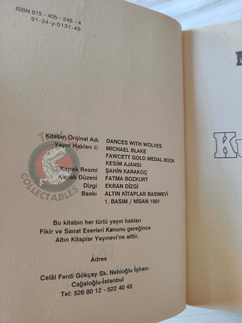 Michael Blake – Dances With Wolves 1991 1st Turkish Book Turkey