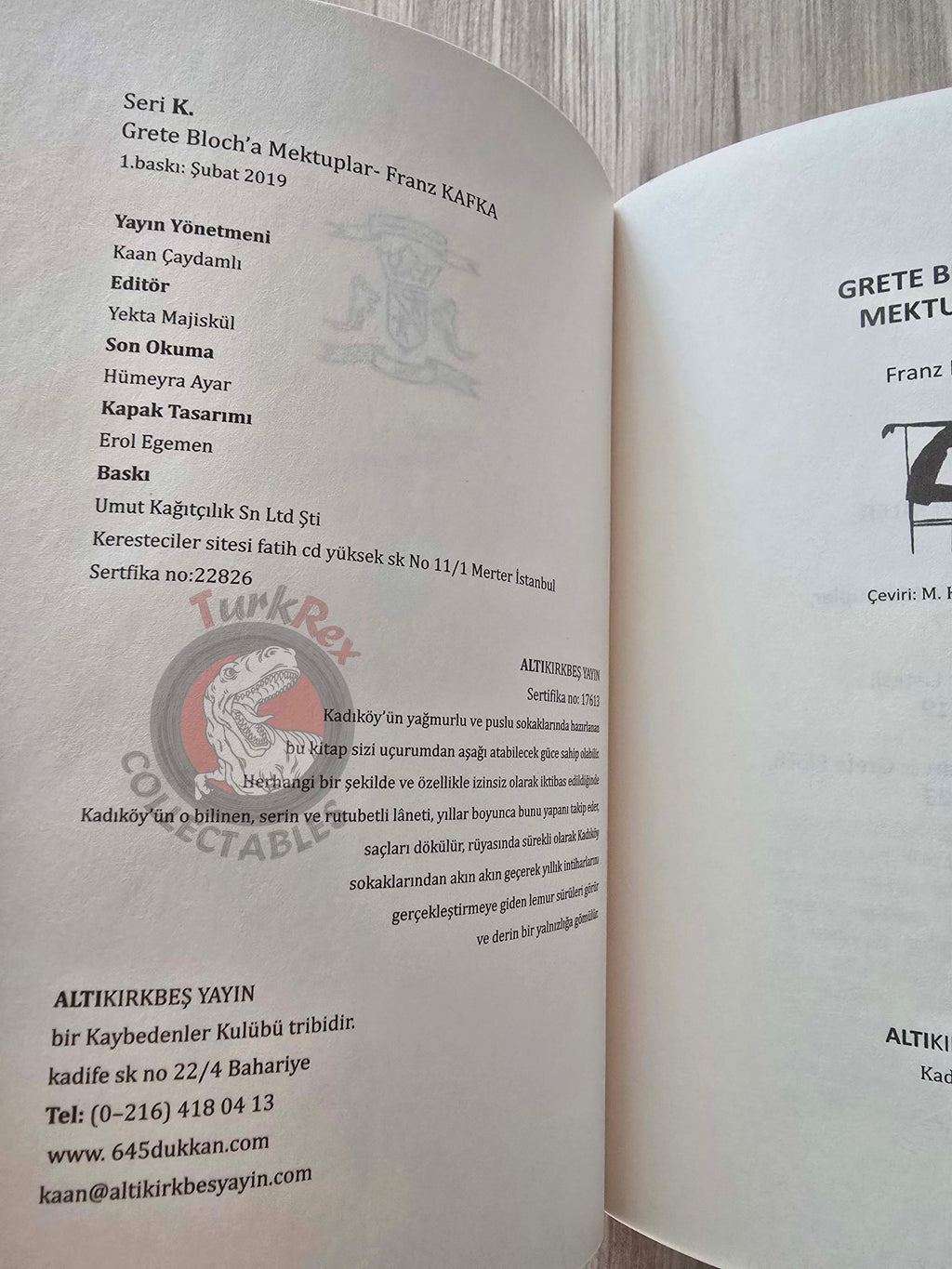 Franz Kafka – Grete Bloch Turkish Book Turkey