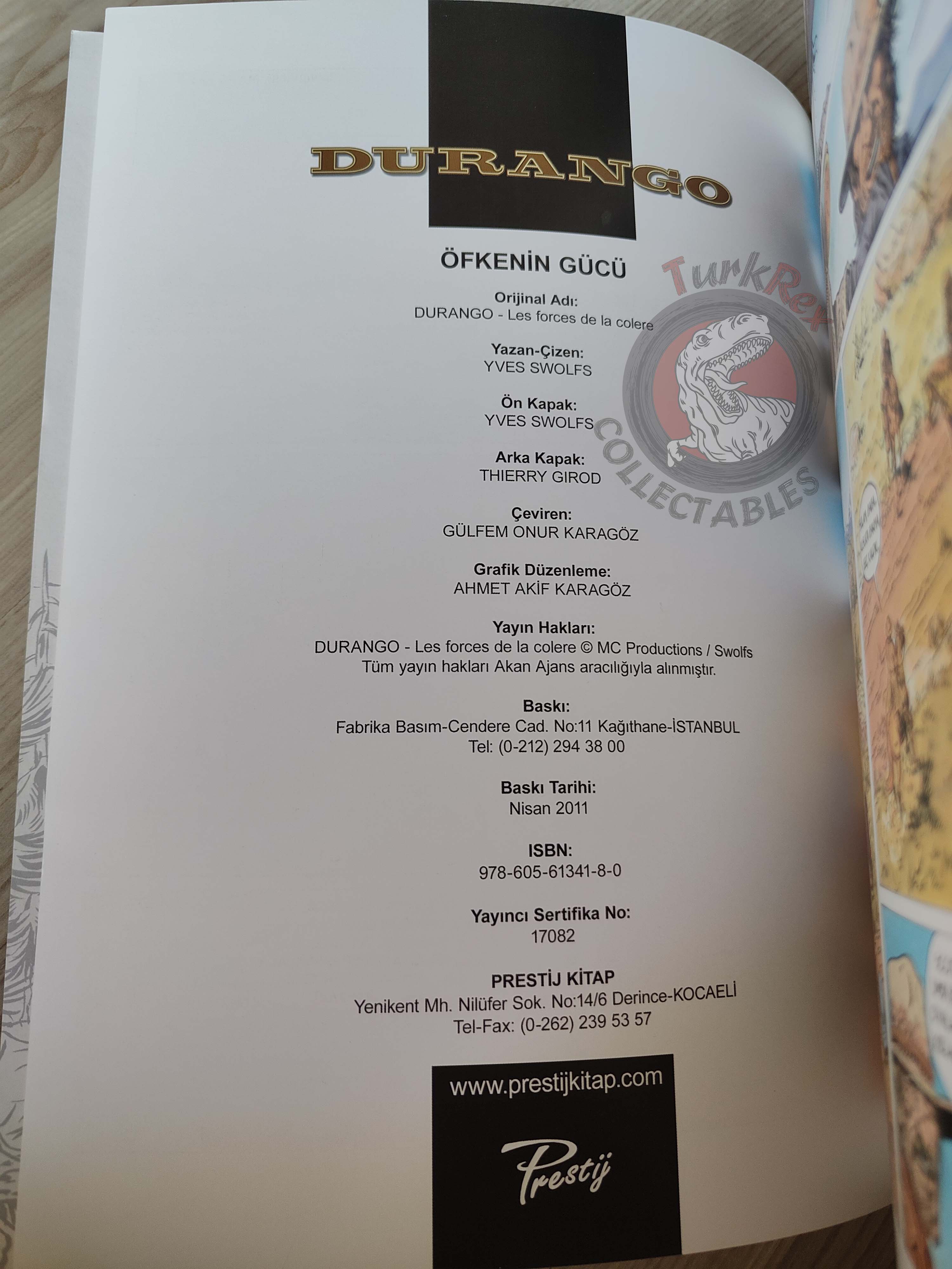 Durango #2 Les Forces De La Colere Turkish Comic Turkey Yves Swolfs