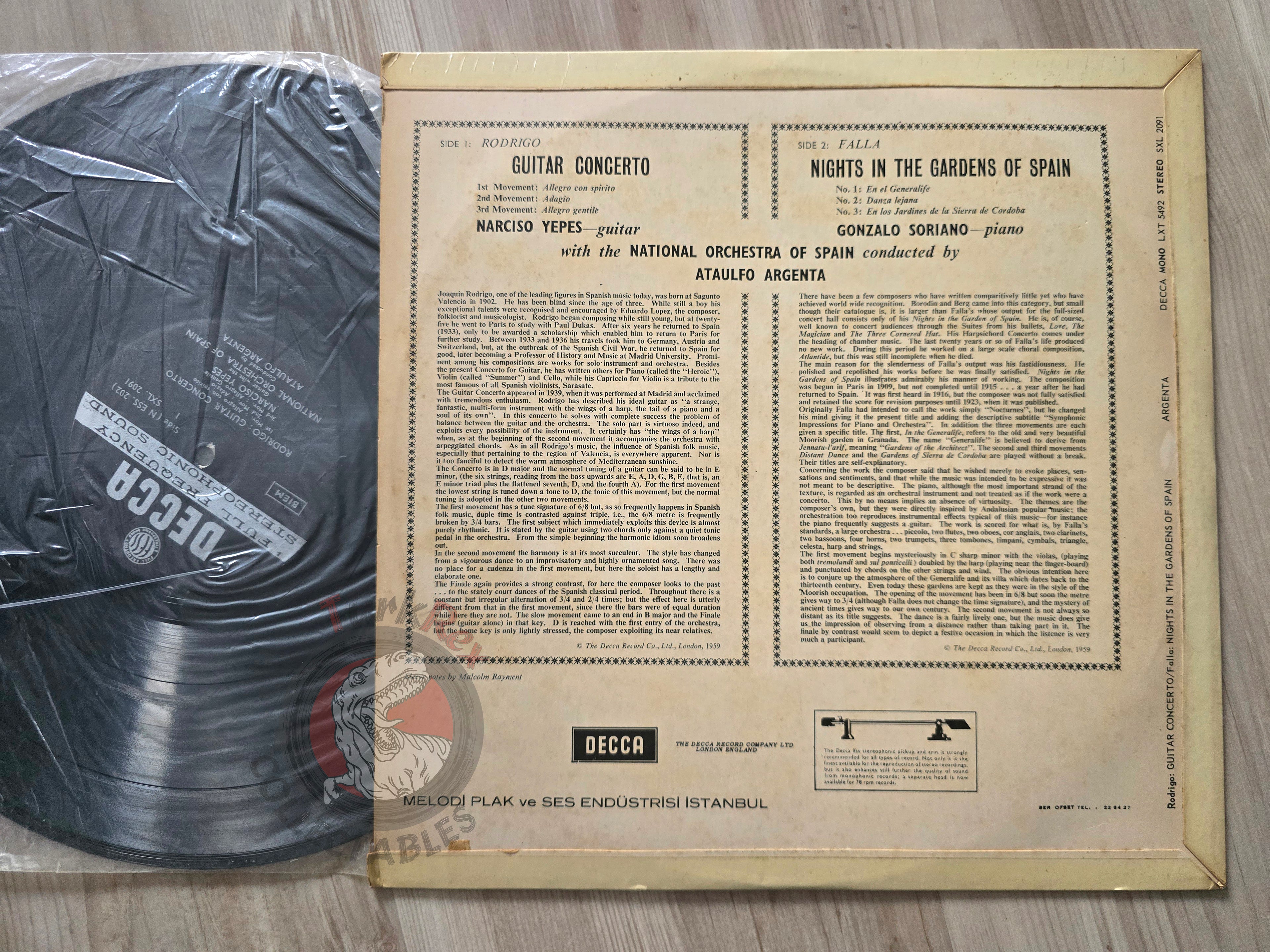 Rodrigo - Falla  – Nights In The Gardens Of Spain / Guitar Concerto Turkish Pressing Vinyl Turkey Edition