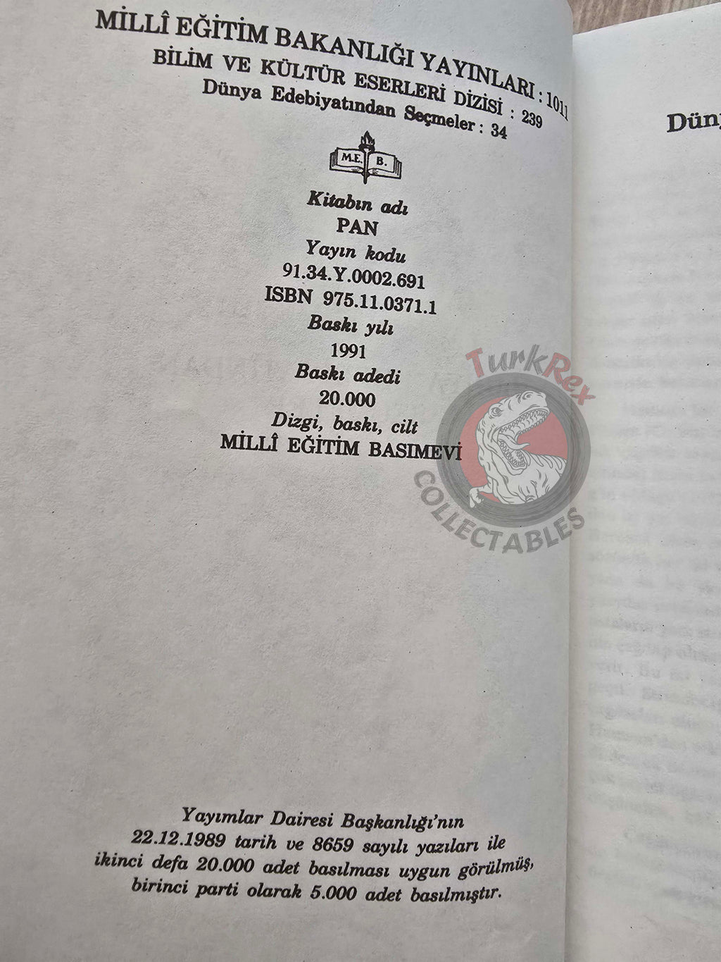 Knut Hamsun – Pan 1991 Turkish Book Turkey
