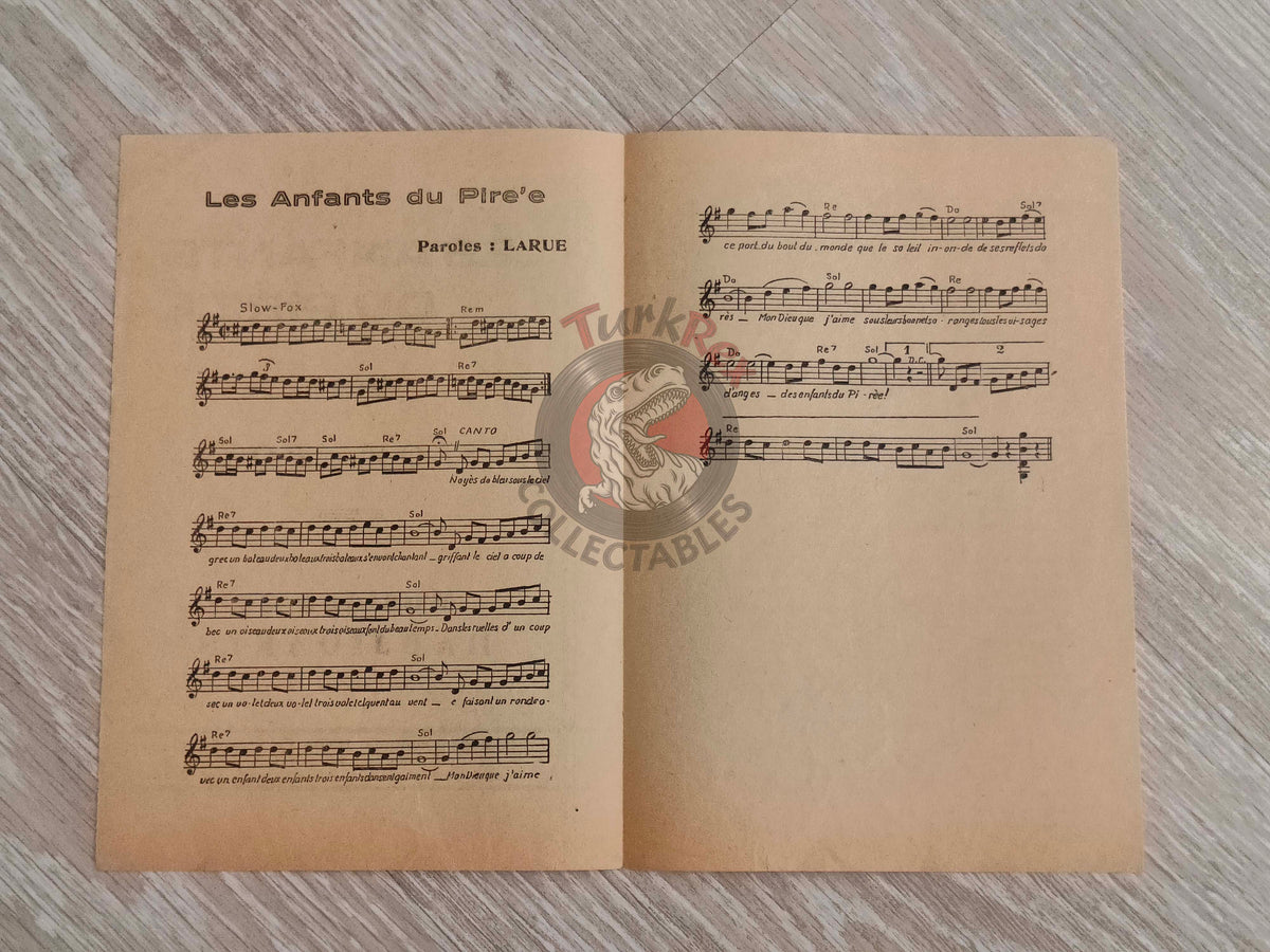 Dalida – Les Enfants du Pirée Turkish Vintage Musical Notes Sheet Turkey