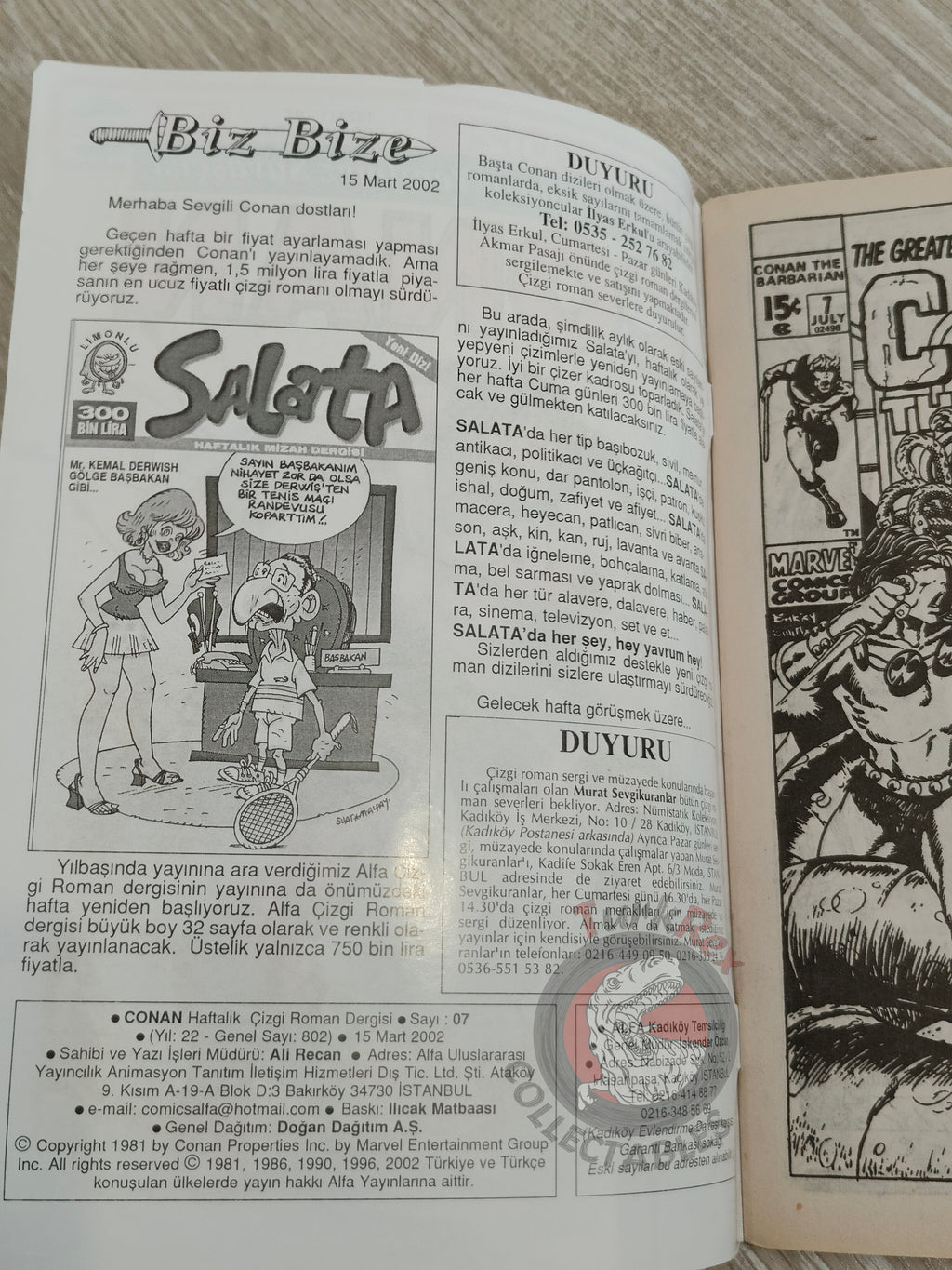 Conan #1 The Savage Sword of Conan #62 Turkish Comic Turkey The Barbarian #1