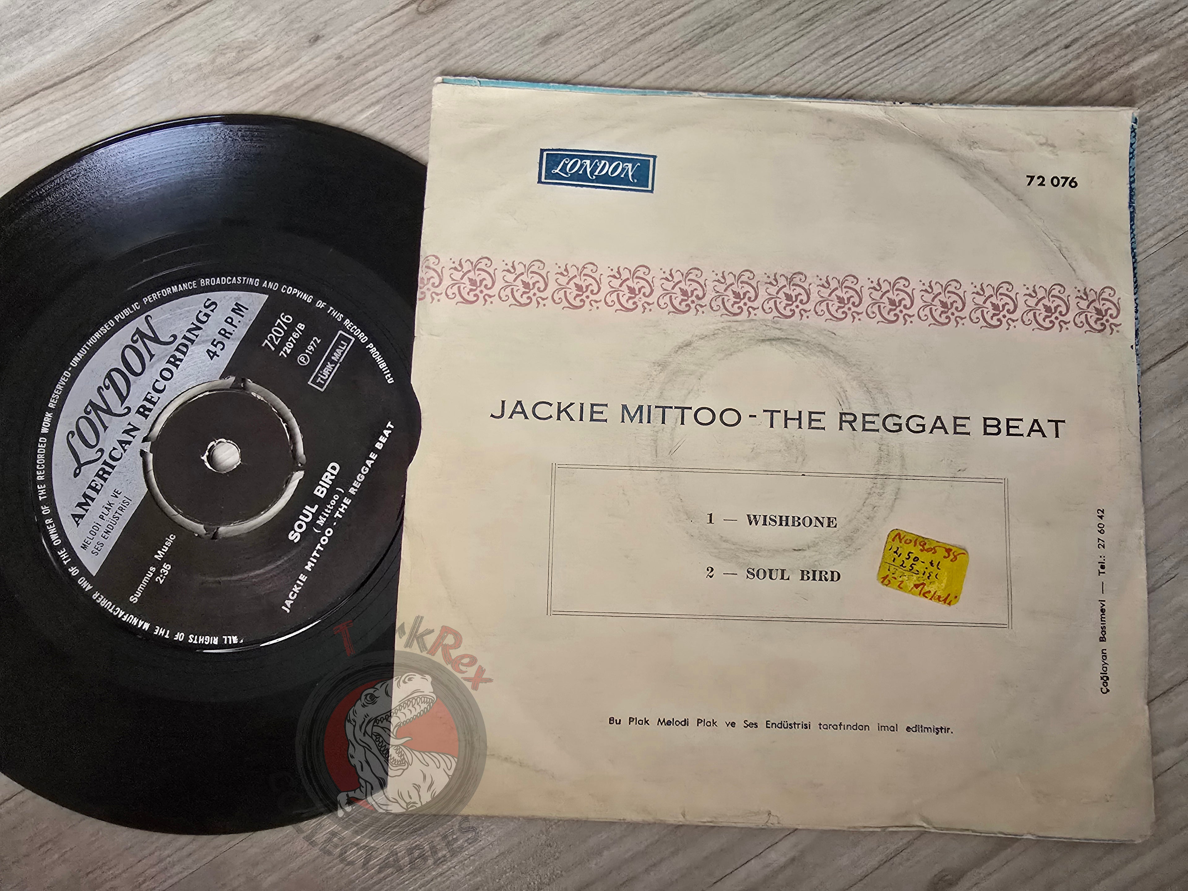 Jackie Mittoo – The Reggae Beat / Wishbone 7" Turkish Pressing Vinyl Turkey Edition