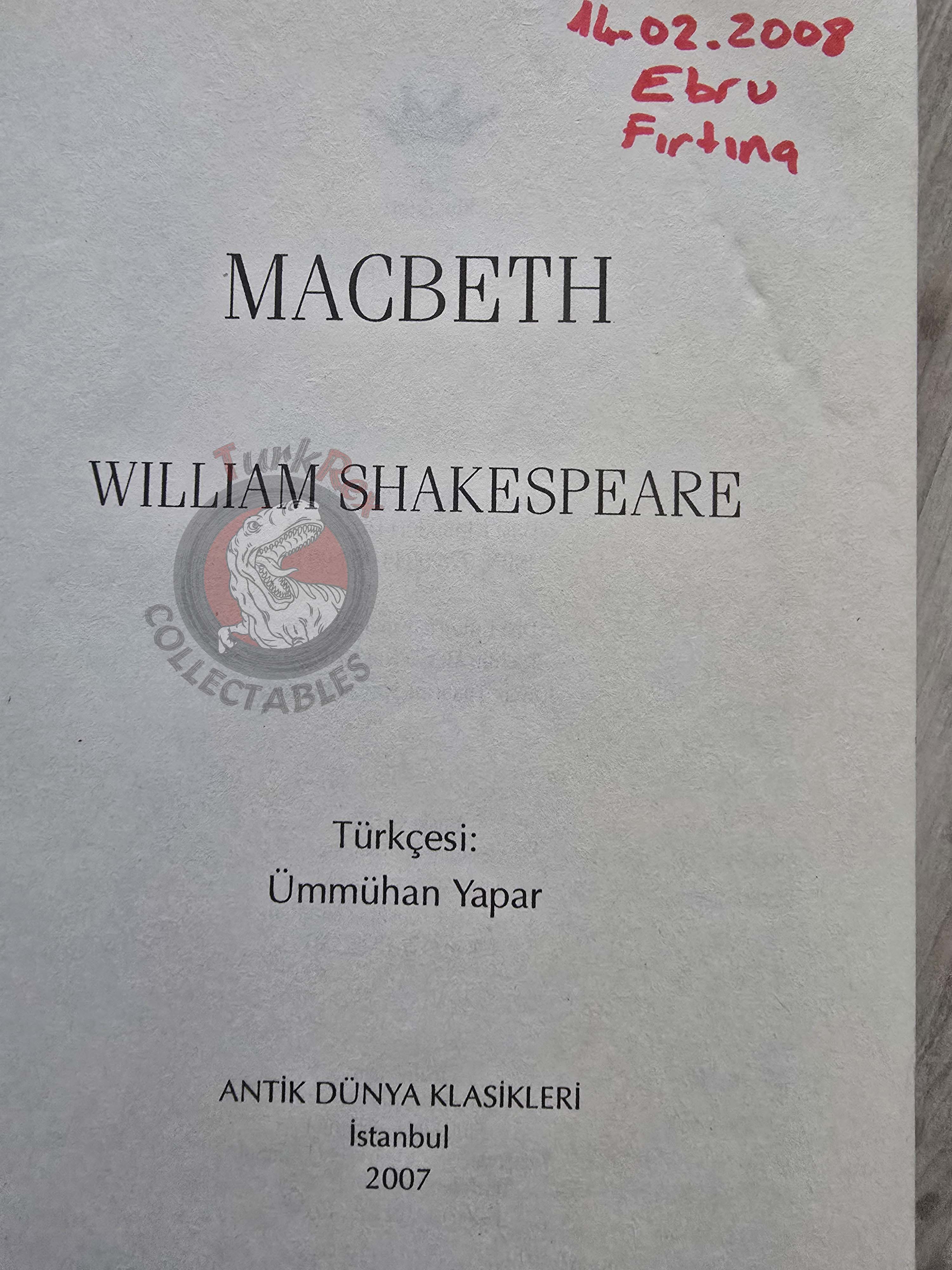 William Shakespeare – Macbeth 2007 Turkish Book Turkey