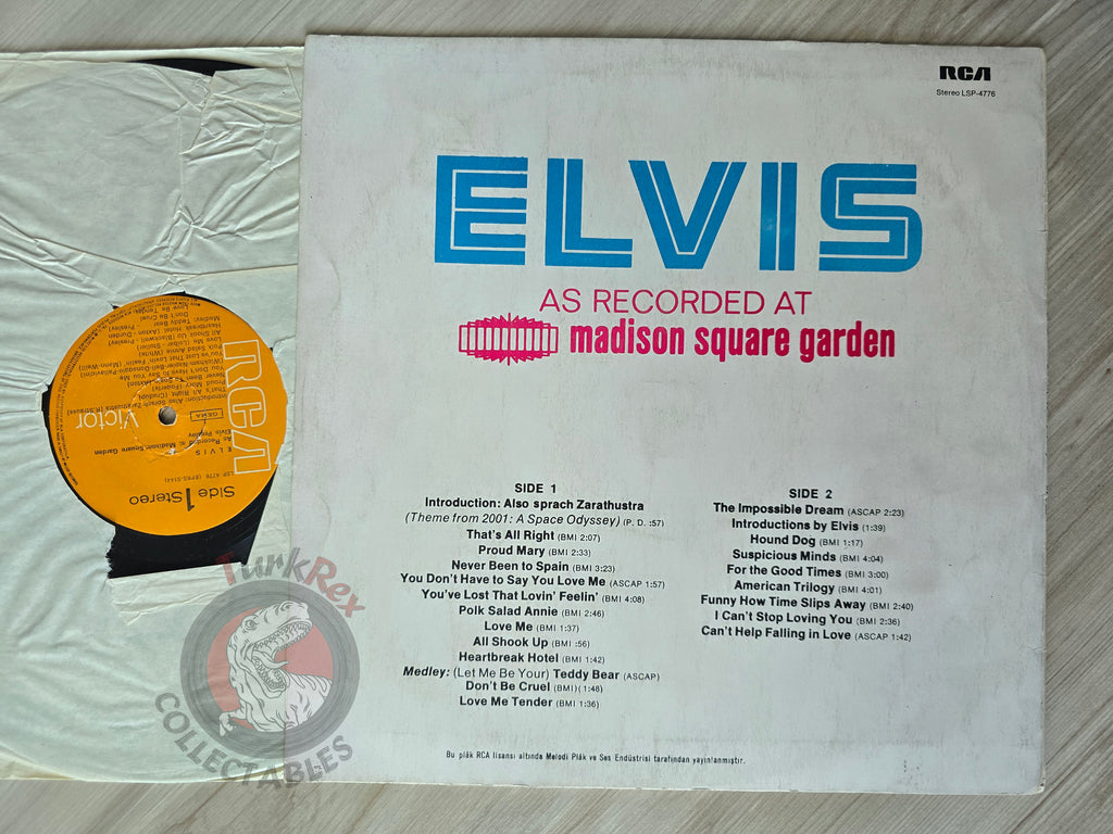 Elvis Presley – Elvis As Recorded At Madison Square Garden Turkish Pressing Vinyl Turkey Edition