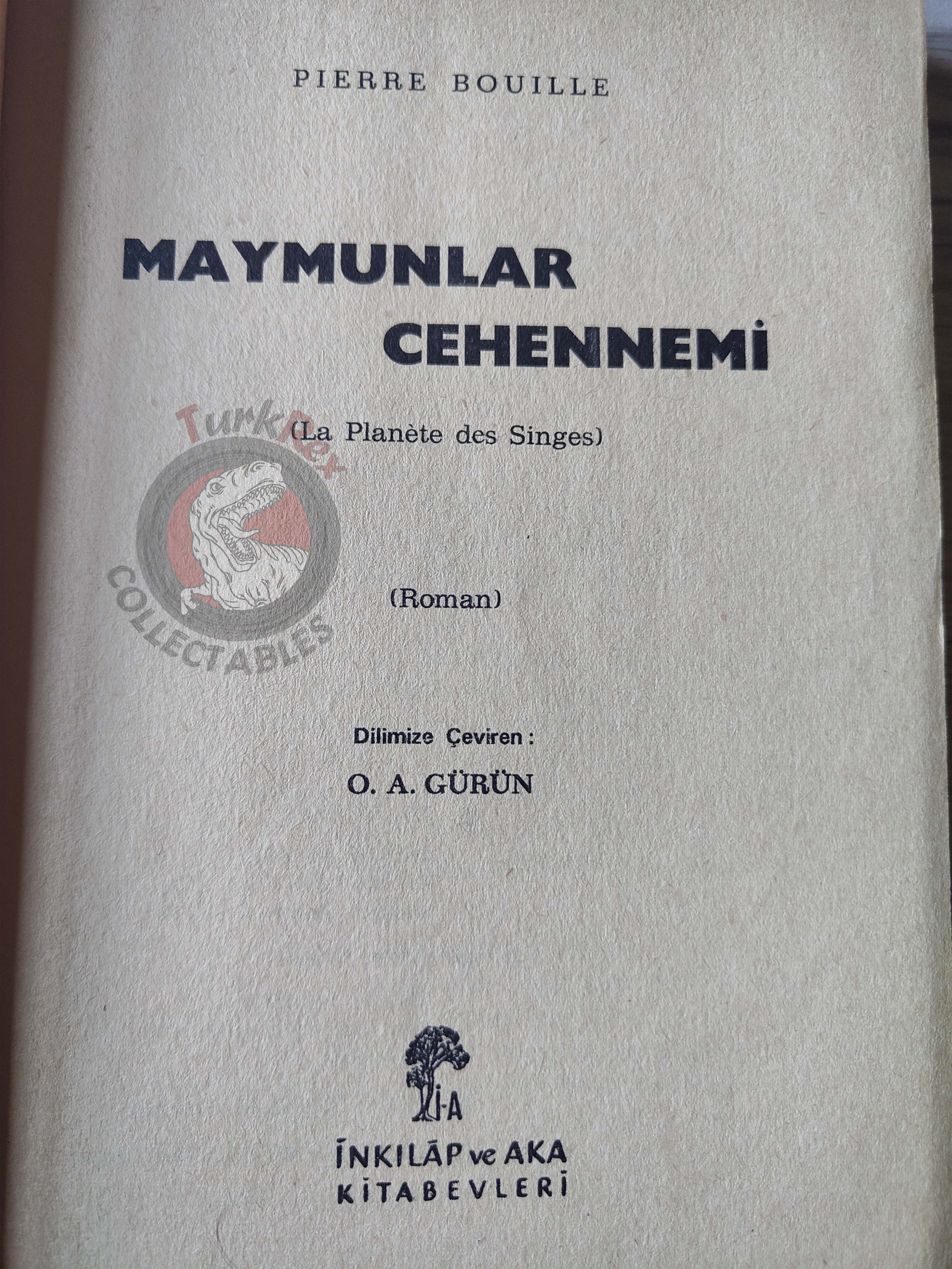 Pierre Boulle – Planet of the Apes 1971 1st Turkish Book Turkey