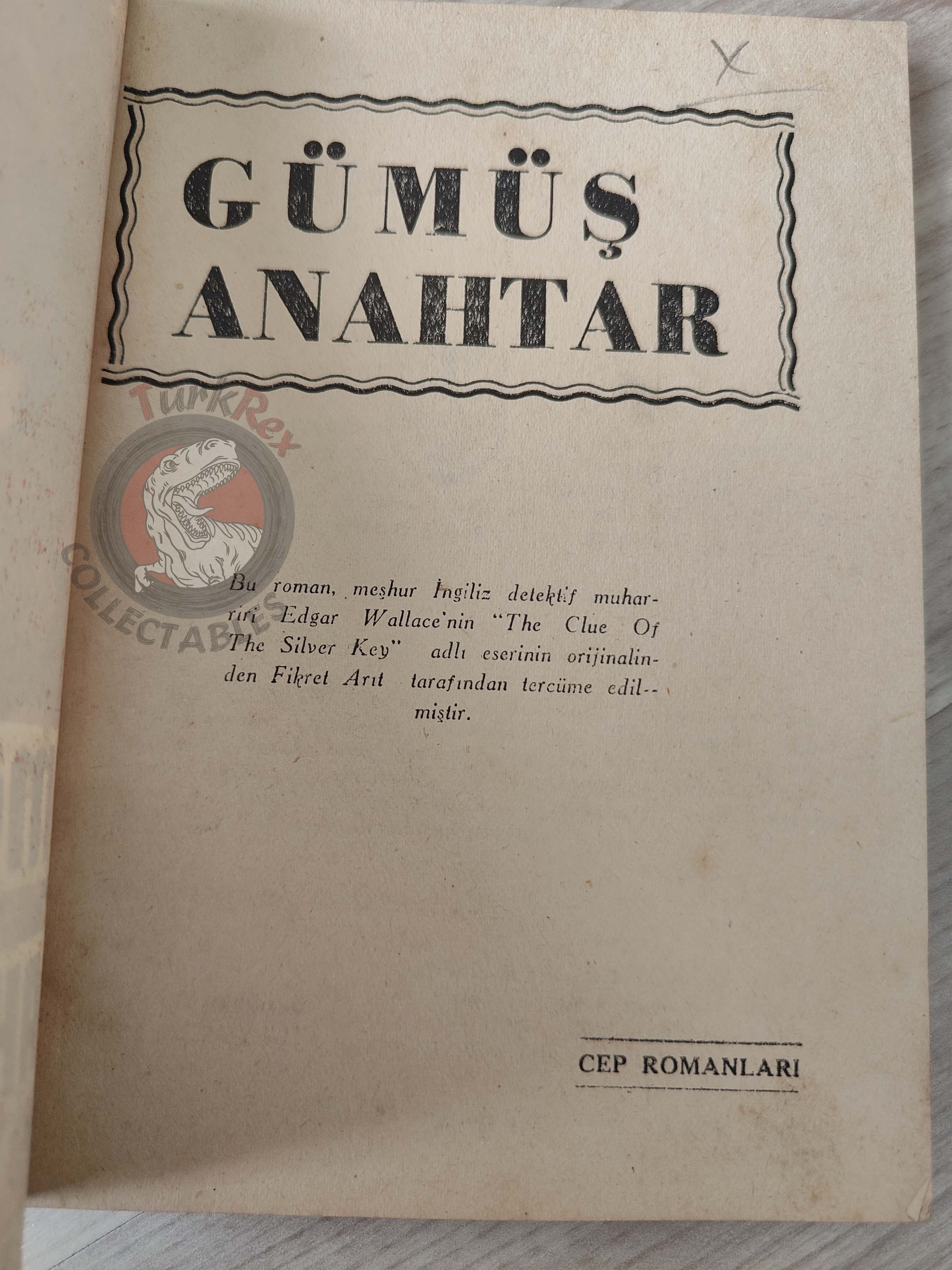 Edgar Wallace – The Clue of the Silver Key 1953 1st Turkish Book Turkey