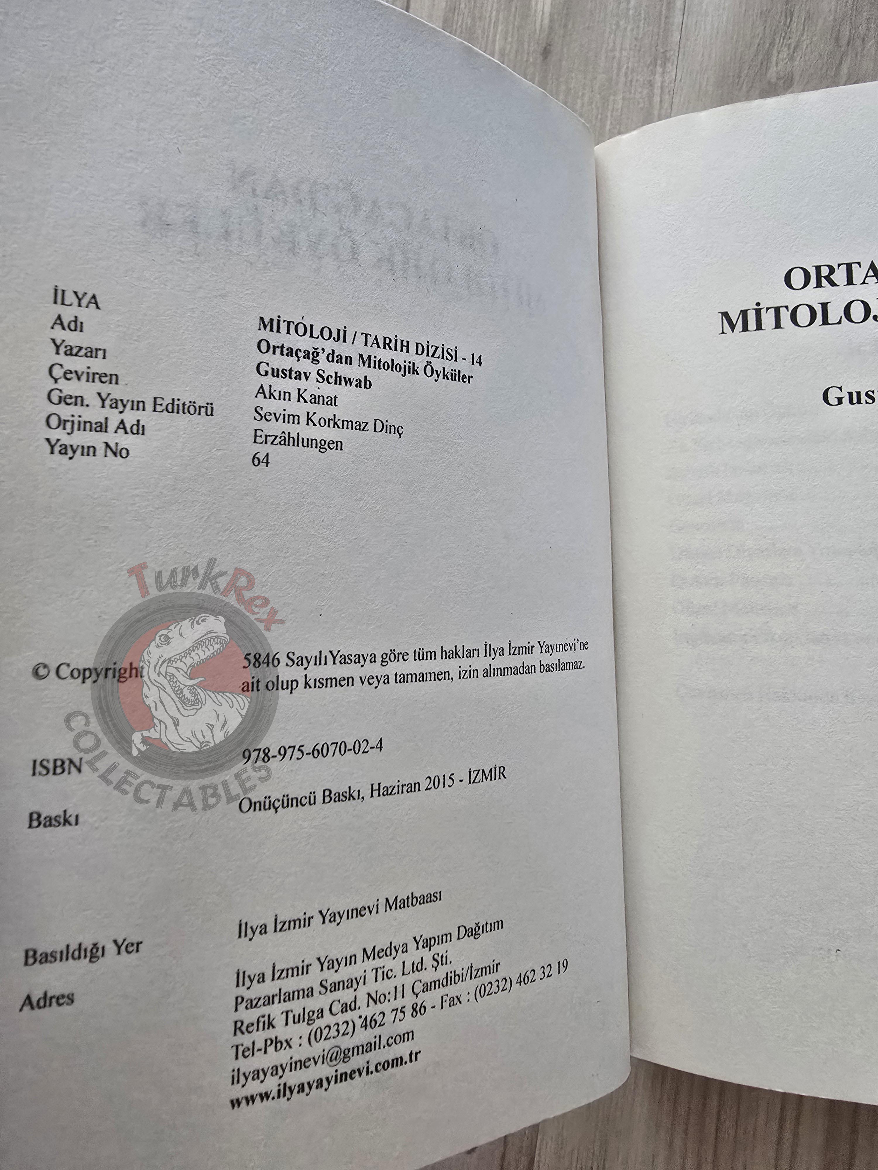 Gustav Schwab – Legends of the Middle Ages 2015 Turkish Book Turkey