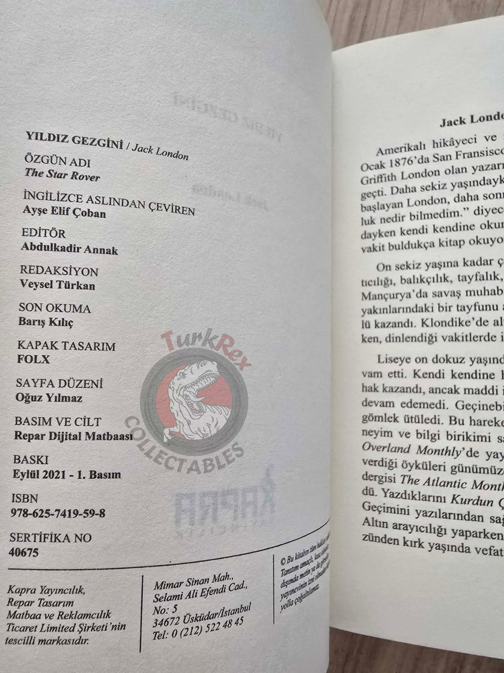 Jack London  – The Star Rover Turkish Book Turkey