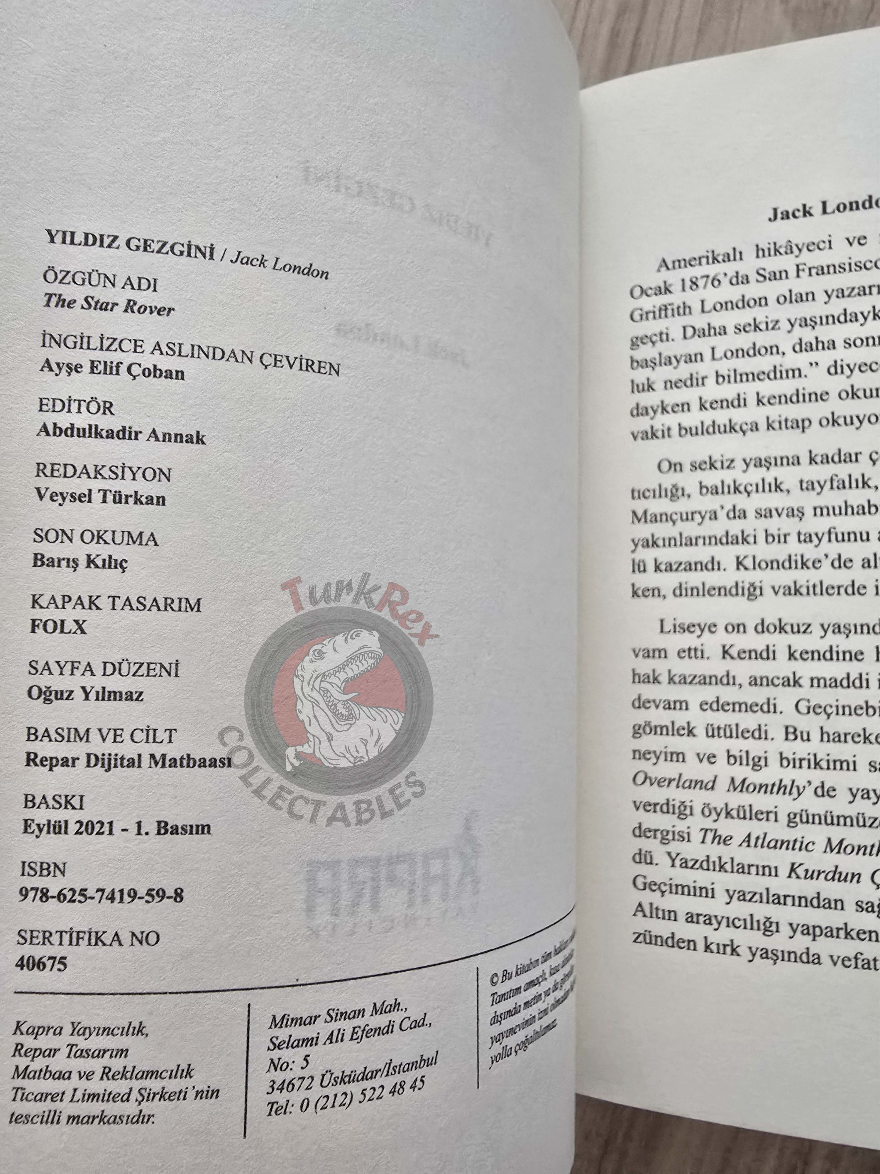 Jack London  – The Star Rover Turkish Book Turkey
