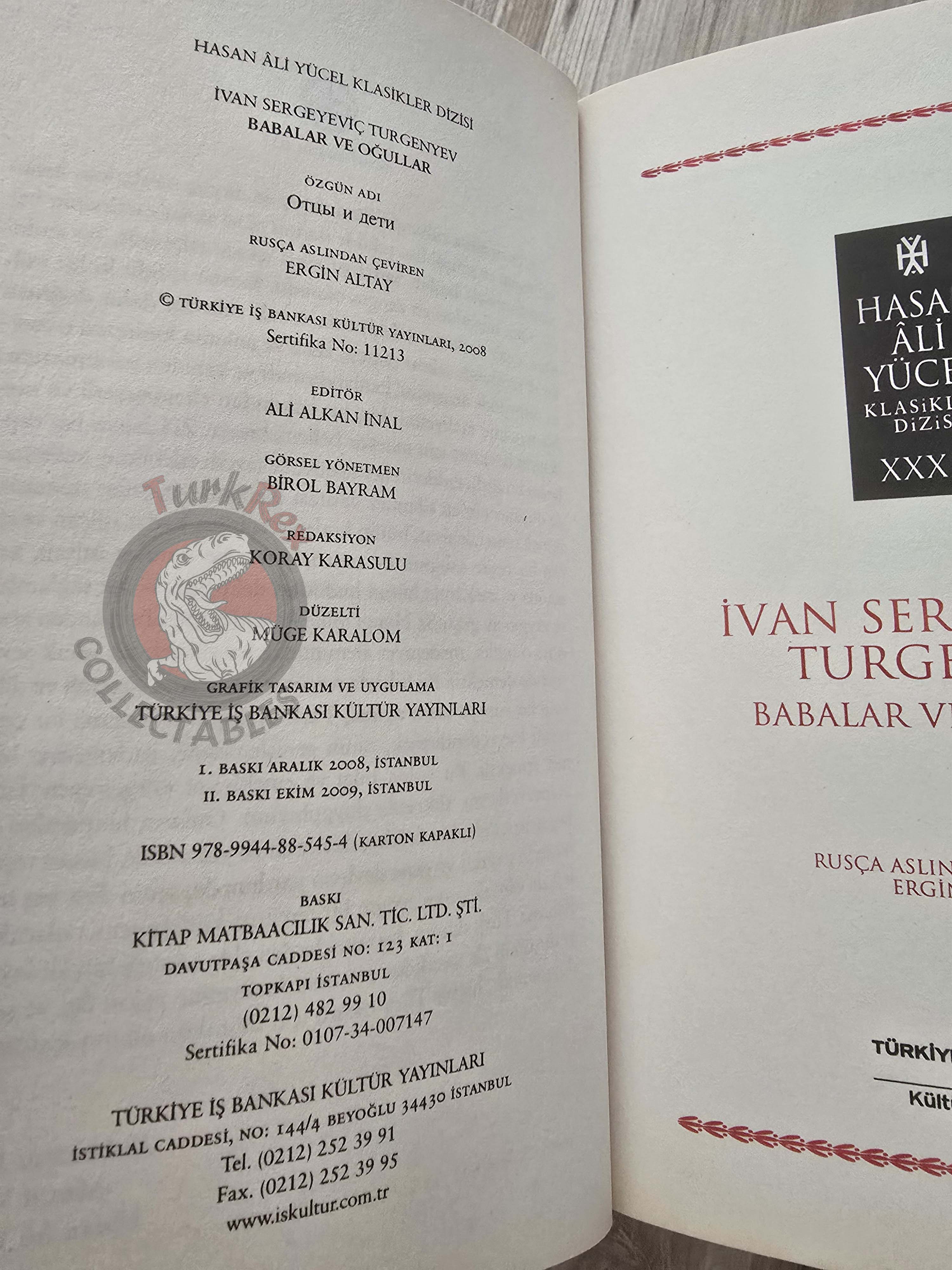 Ivan Turgenev – Fathers and Sons 2009 Turkish Book Turkey