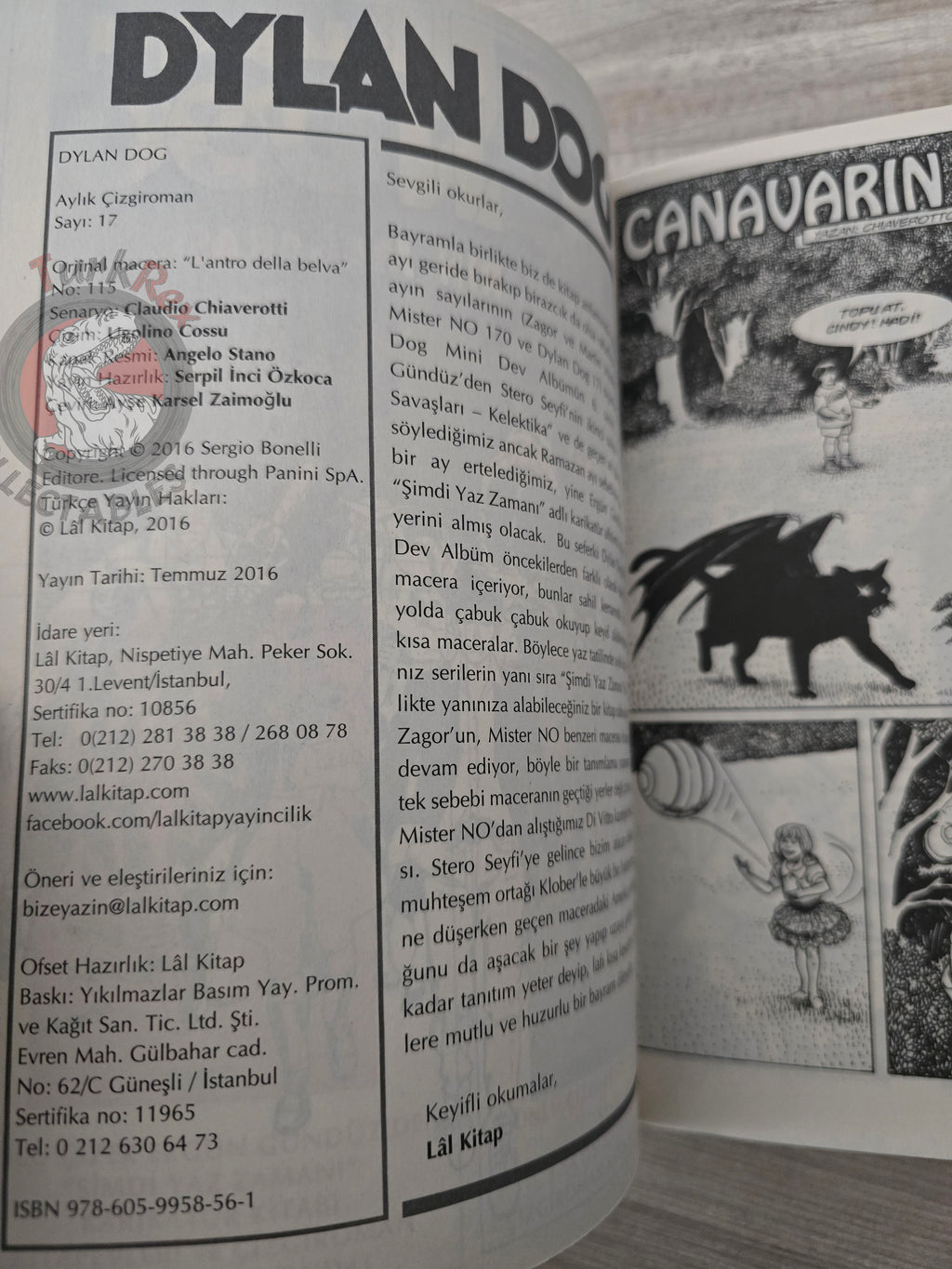 Dylan Dog #17 2016 Turkish Comic Turkey #115 L'antro della belva