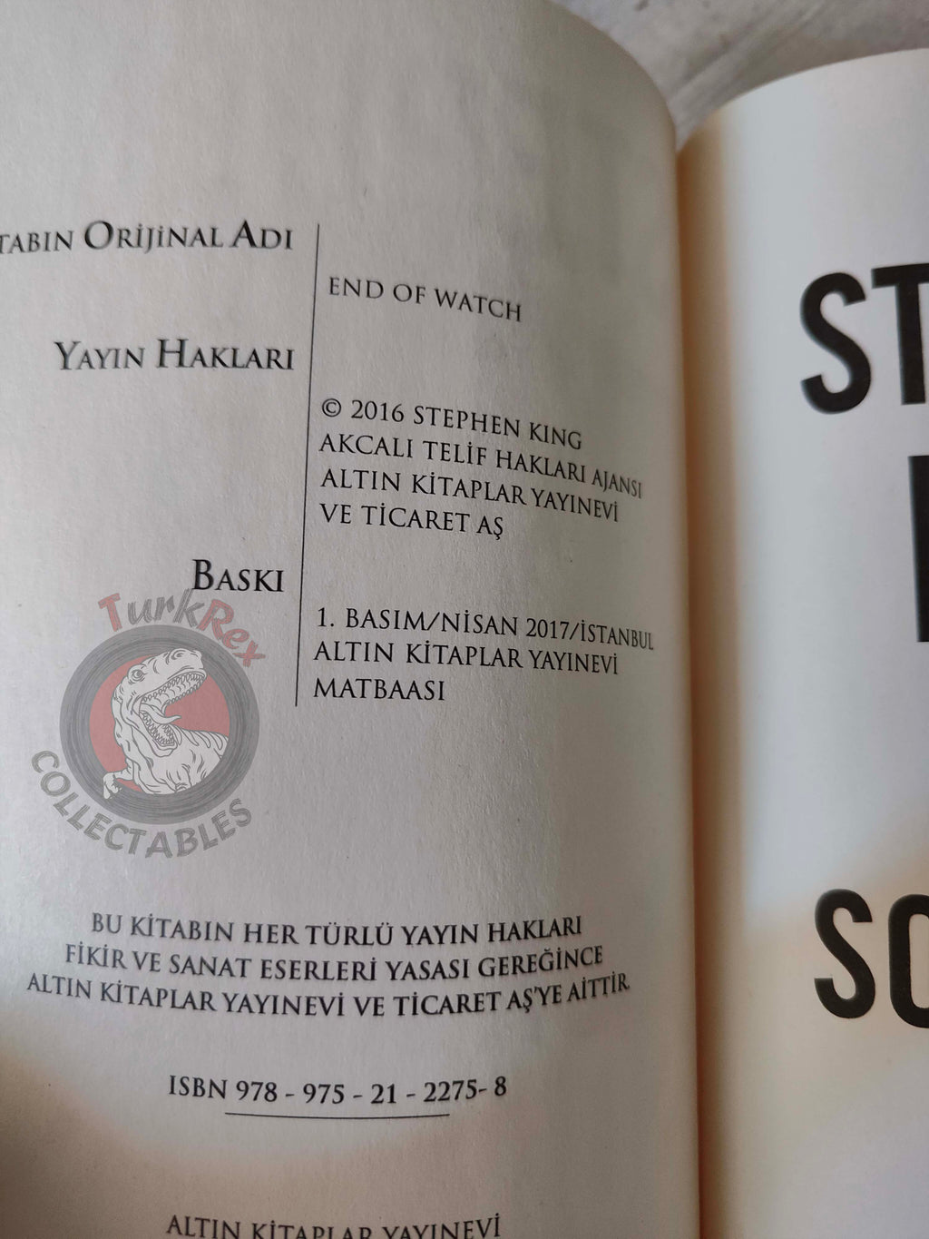 Stephen King – End of Watch 2017 1st Turkish Book Turkey