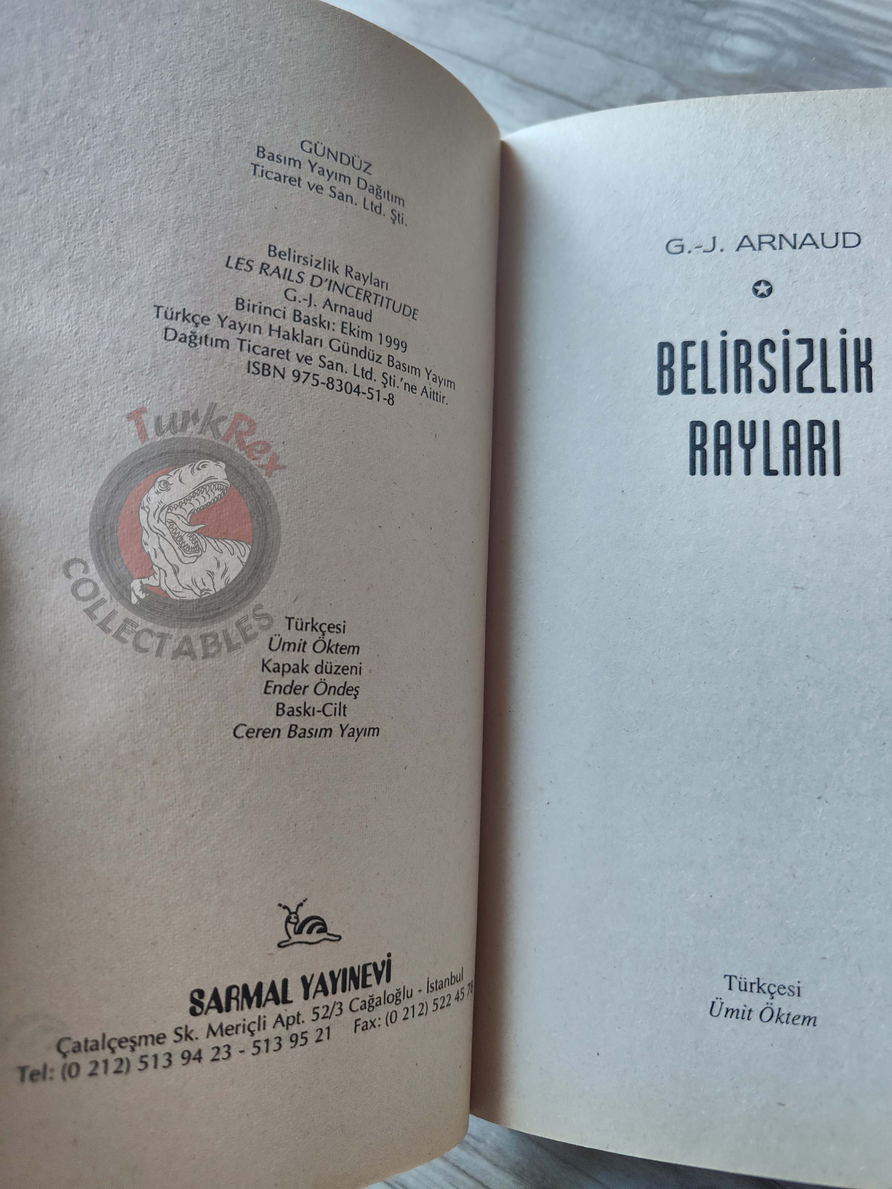 G. J. Arnaud – Les Rails d’Incertitude 1999 1st Turkish Book Turkey