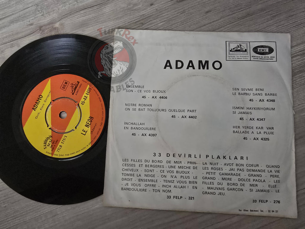 Adamo – Le Néon 7" Turkish Pressing Vinyl Turkey Edition