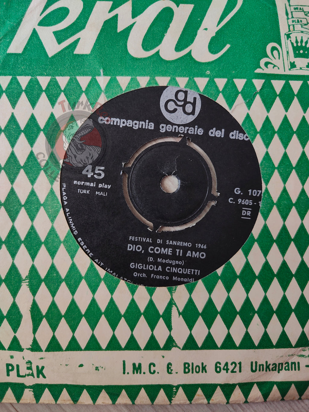 Gigliola Cinquetti – Dio, Come Ti Amo 7" Turkish Pressing Vinyl Turkey Edition Sanremo