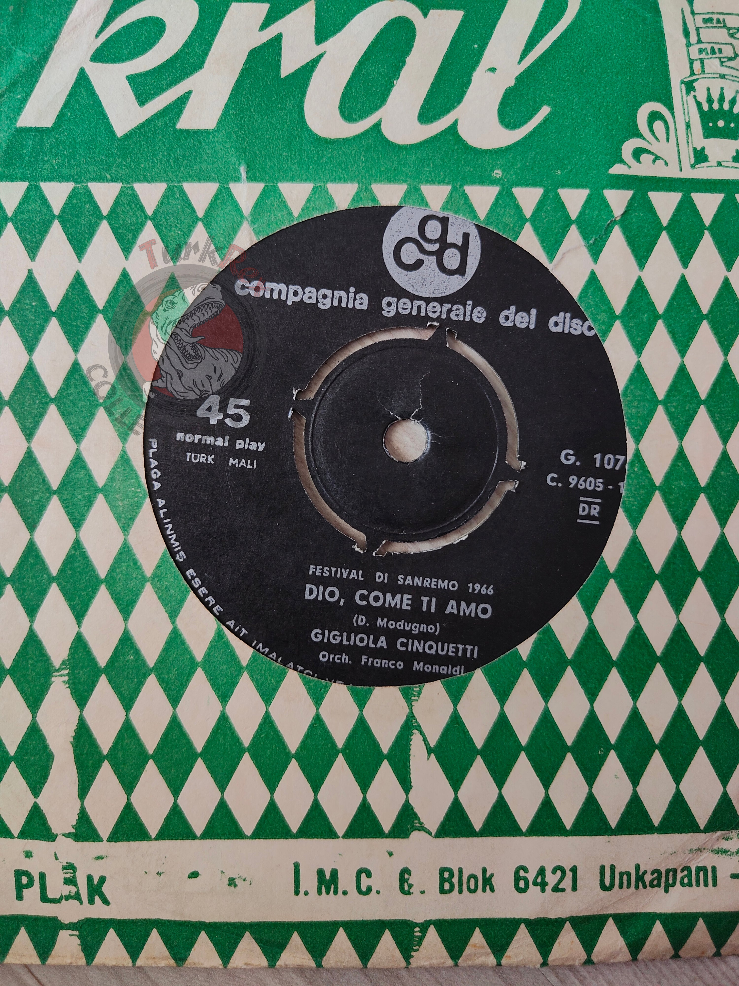 Gigliola Cinquetti – Dio, Come Ti Amo 7" Turkish Pressing Vinyl Turkey Edition Sanremo