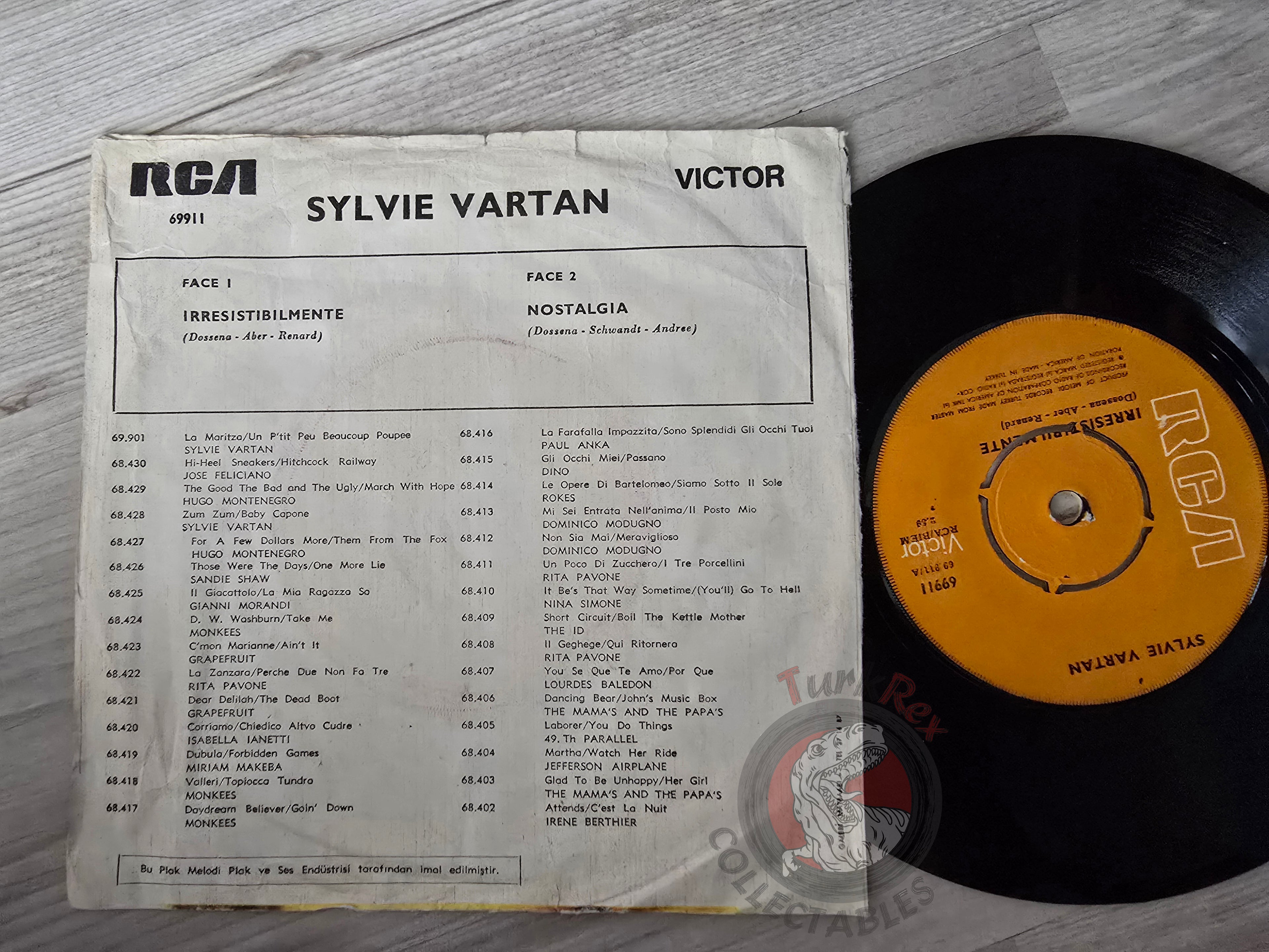Sylvie Vartan – Irresistibilmente 7" Turkish Pressing Vinyl Turkey Edition