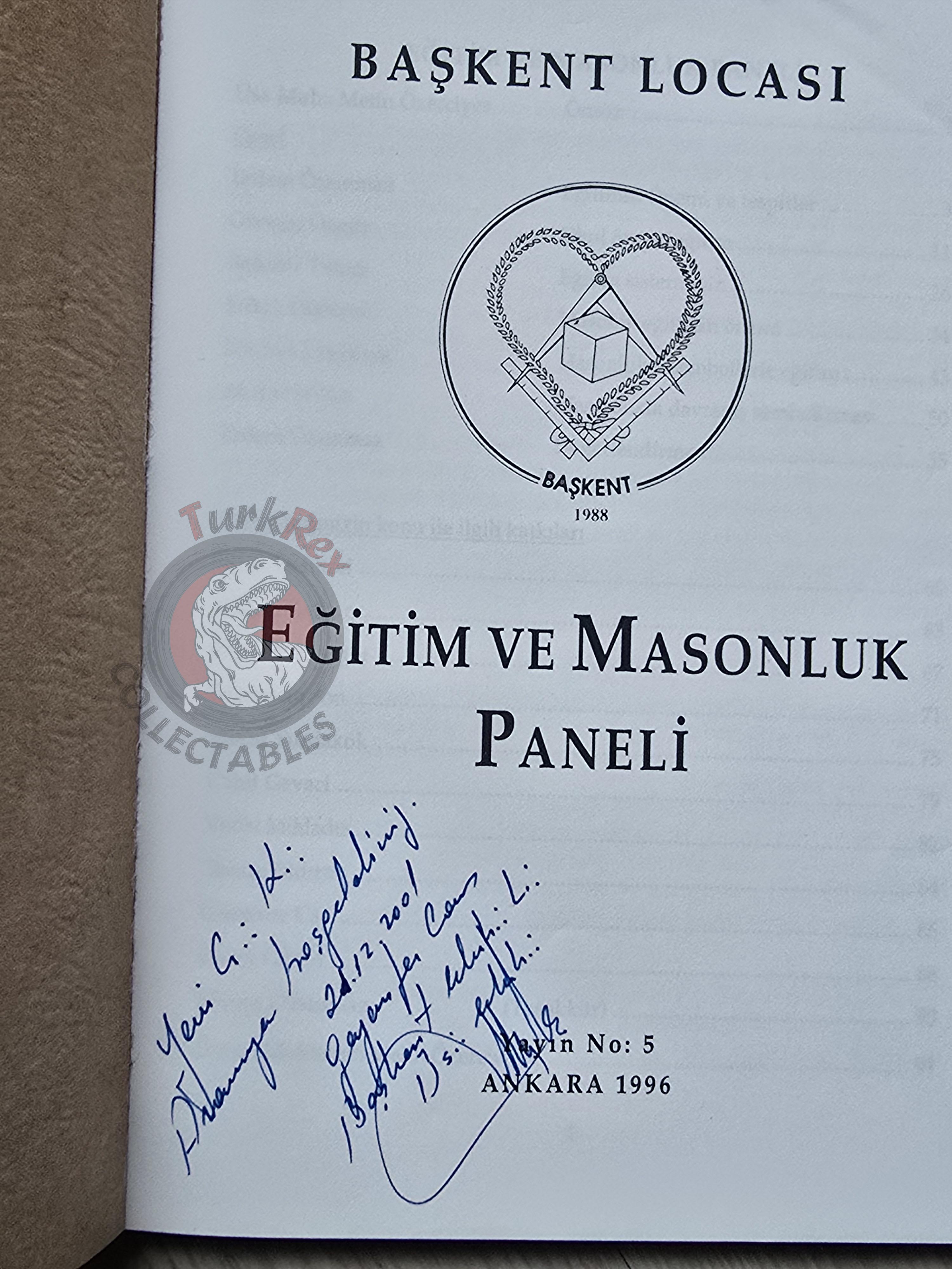 Turkish Freemasonry Başkent Lodge Panel 1996 Booklet Masonic Masons of Turkey Signed