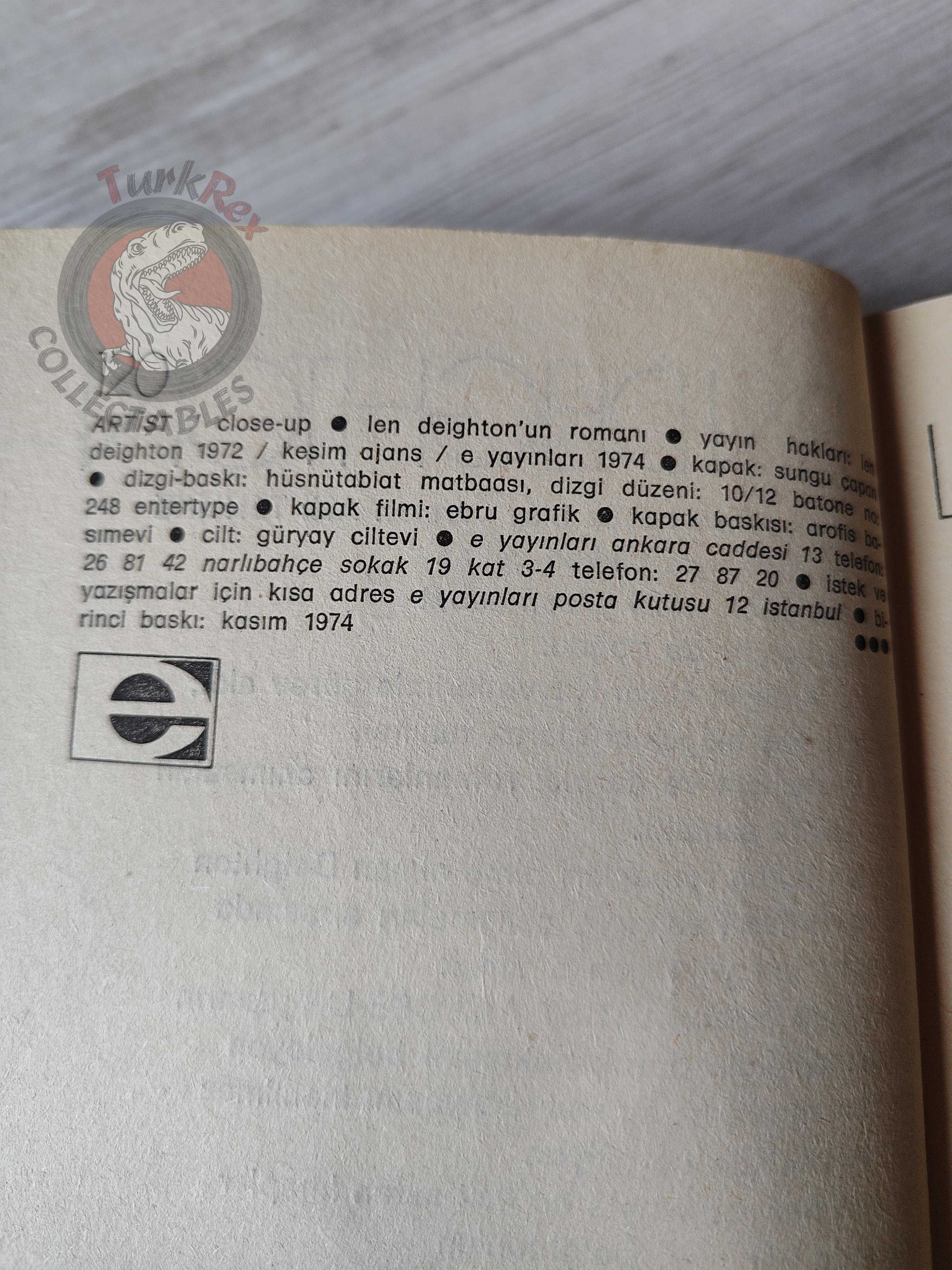 Len Deighton – Close-Up  1974 1st Turkish Book Turkey