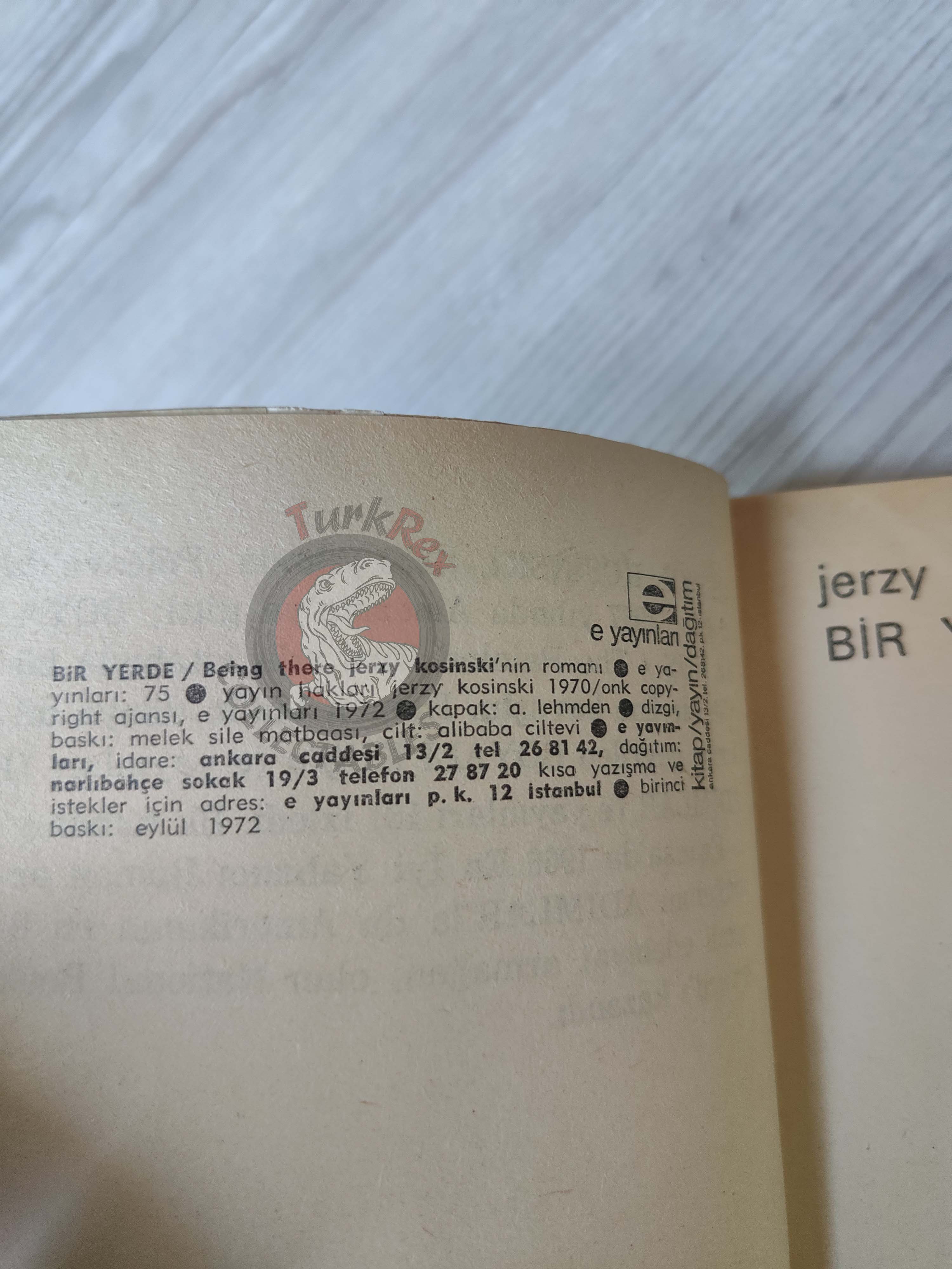 Jerzy Kosinski – Being There 1972 1st Turkish Book Turkey