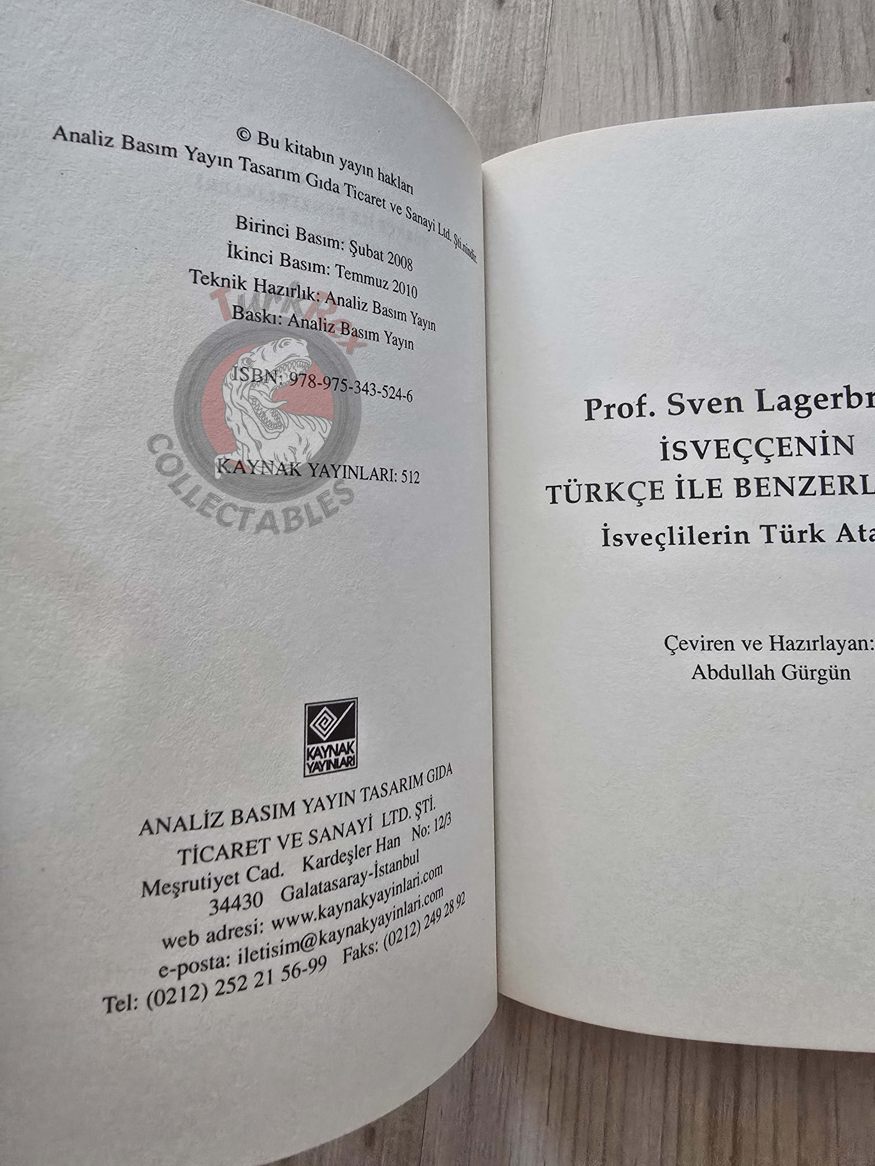 Sven Lagerbring – Similarities of Swedish with Turkish 2010 Turkish Book Turkey