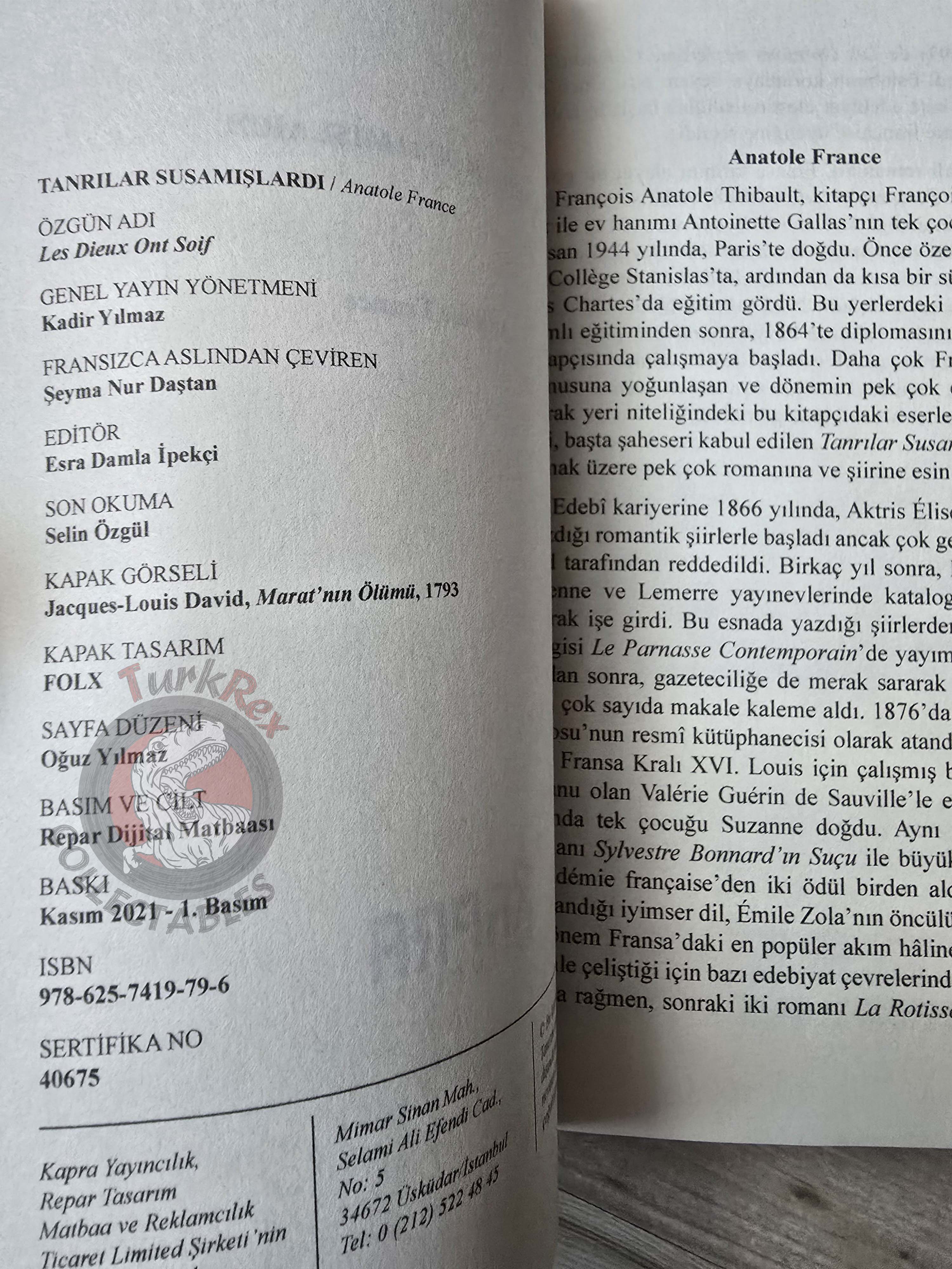 Anatole France – The Gods Are Athirst  2021 Turkish Book Turkey
