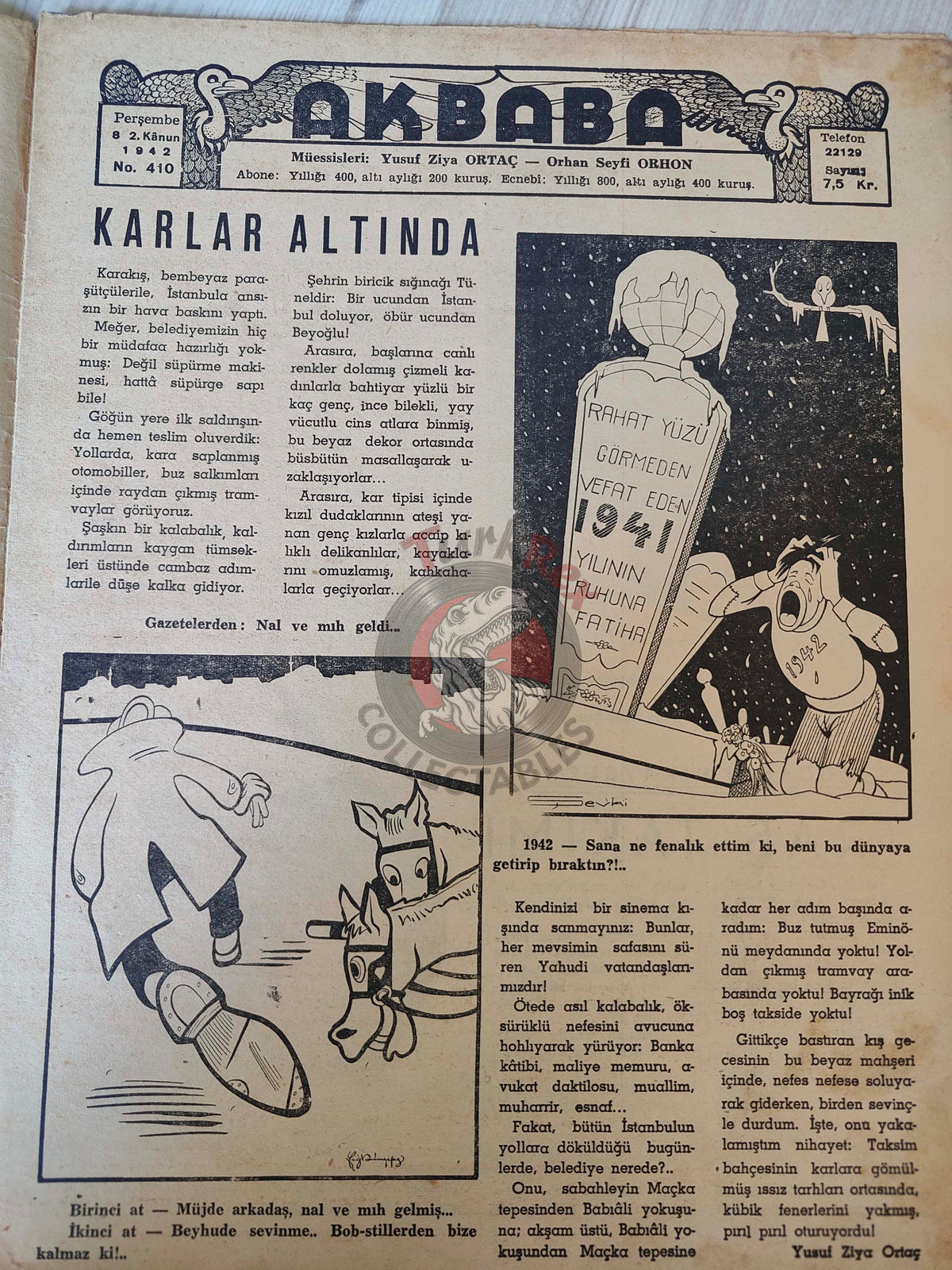 Akbaba 1942 Humor Magazine Turkish Turkey Eastern Front WW2 era Germany Russia