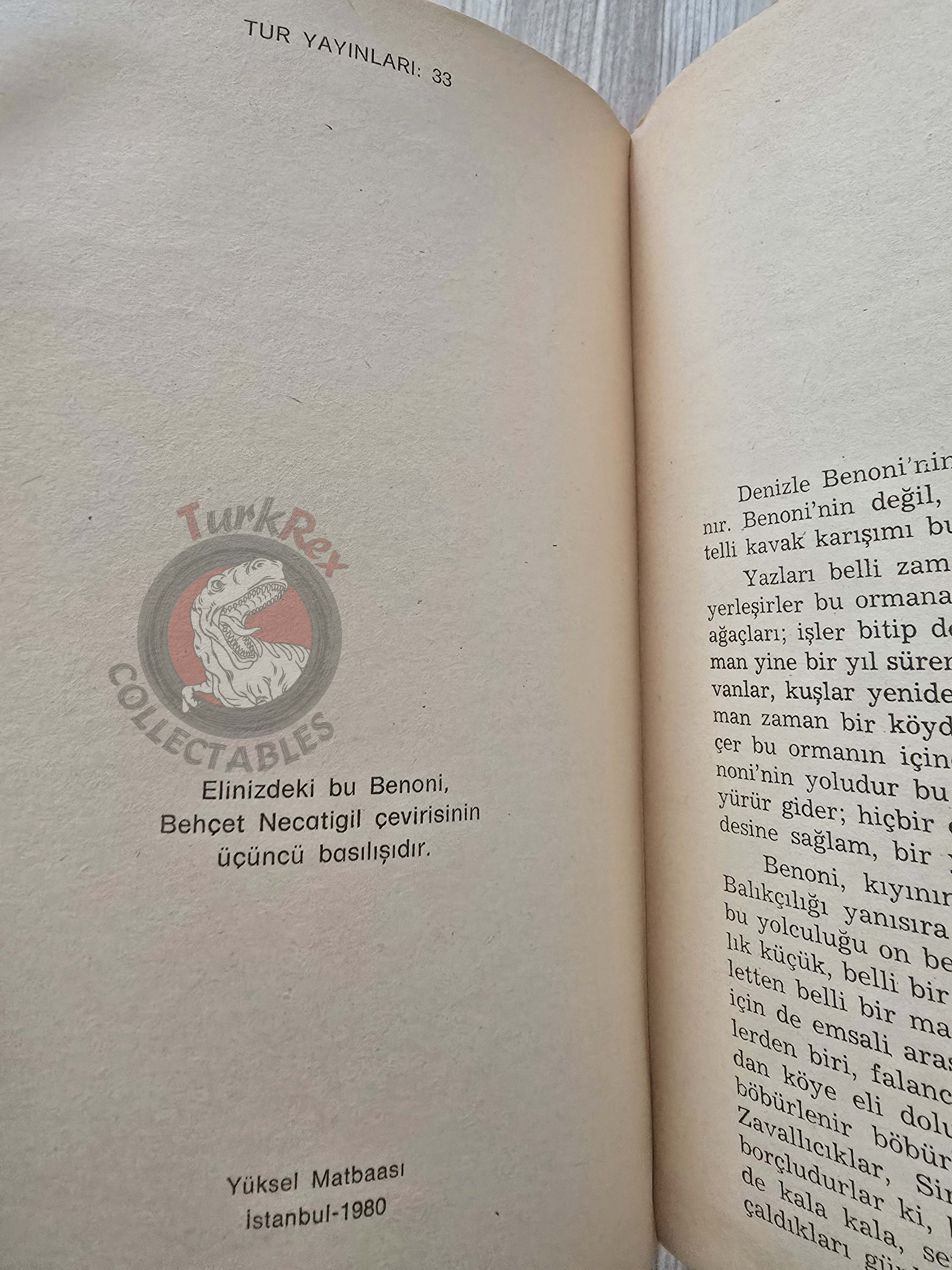 Knut Hamsun – Benoni 1980 Turkish Book Turkey