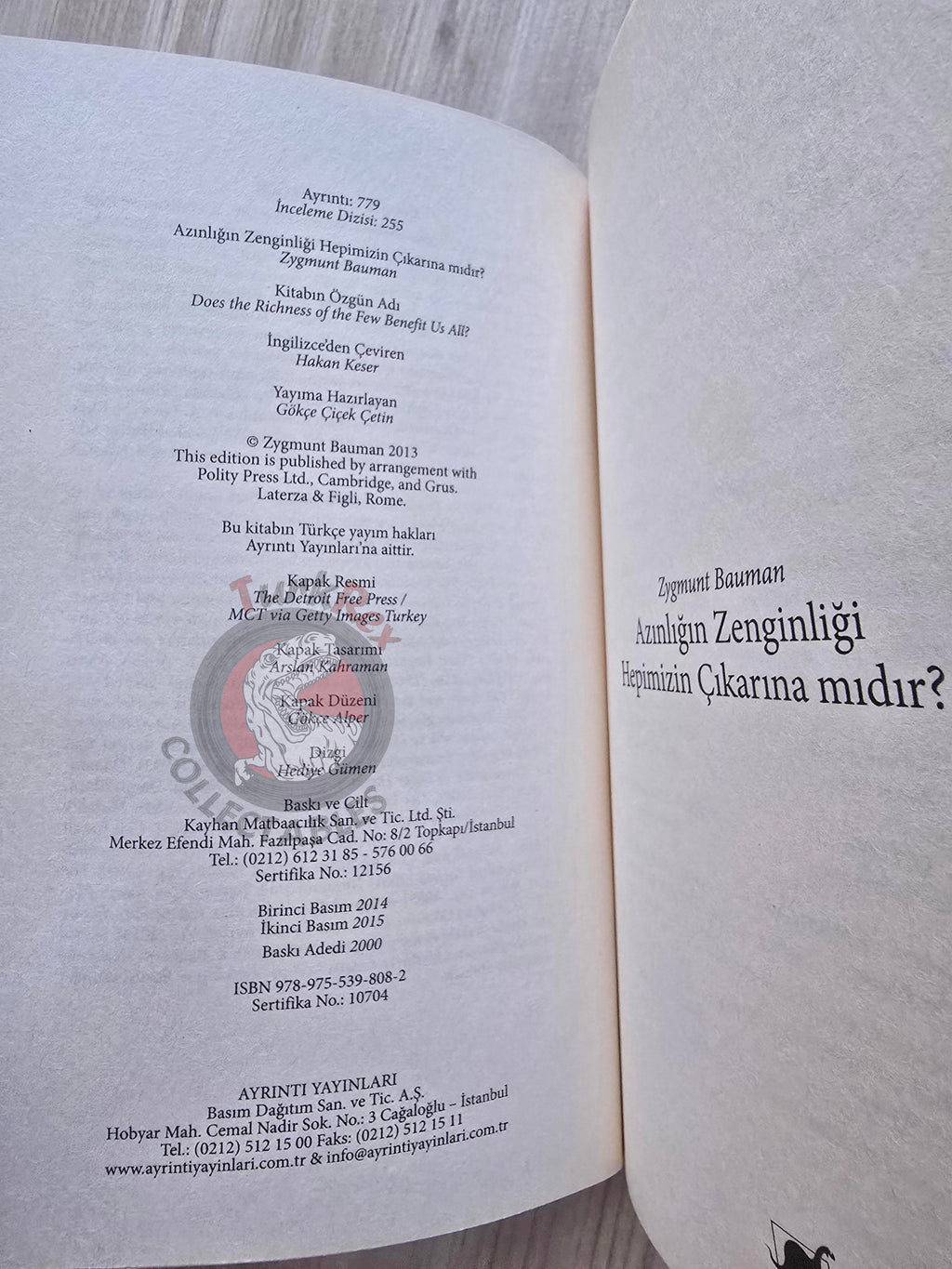 Zygmunt Bauman – Does the Richness of the Few Benefit Us All? 2015 Turkish Book Turkey