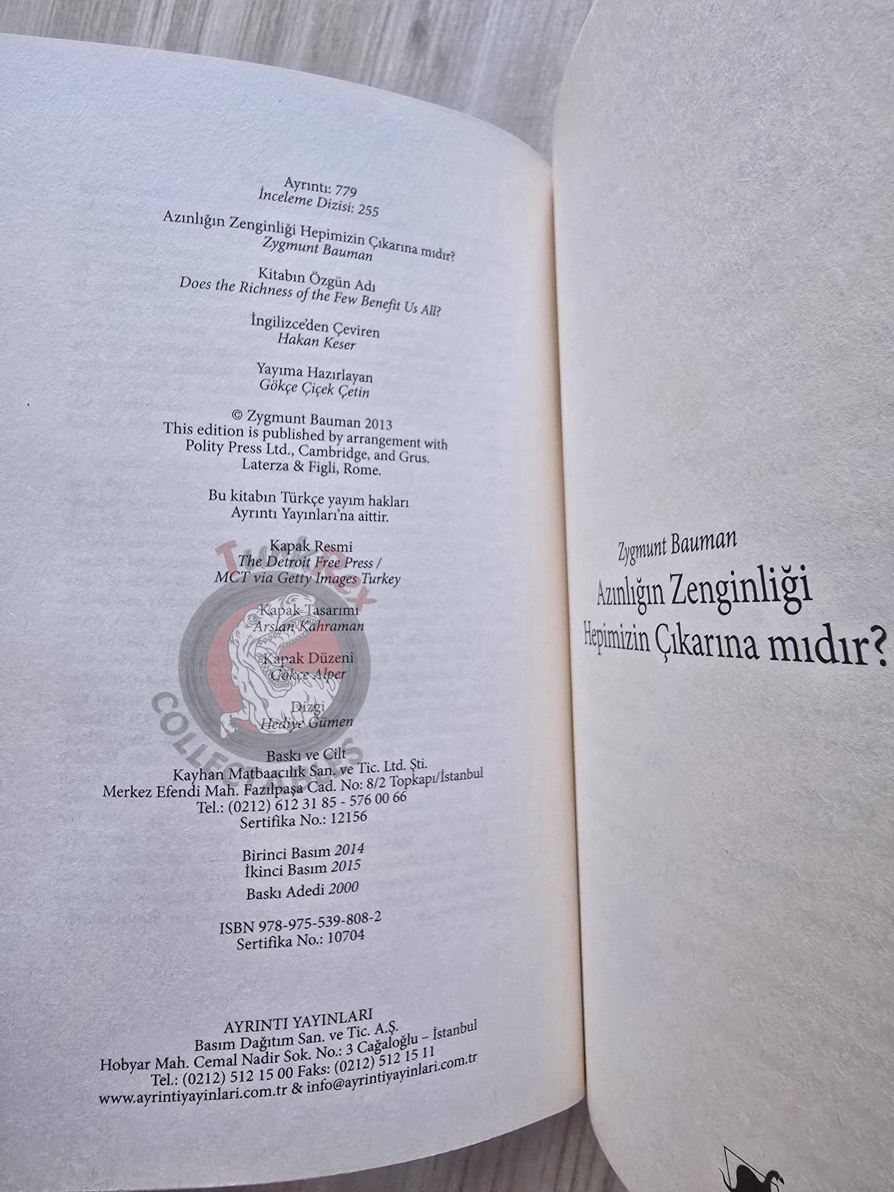 Zygmunt Bauman – Does the Richness of the Few Benefit Us All? 2015 Turkish Book Turkey