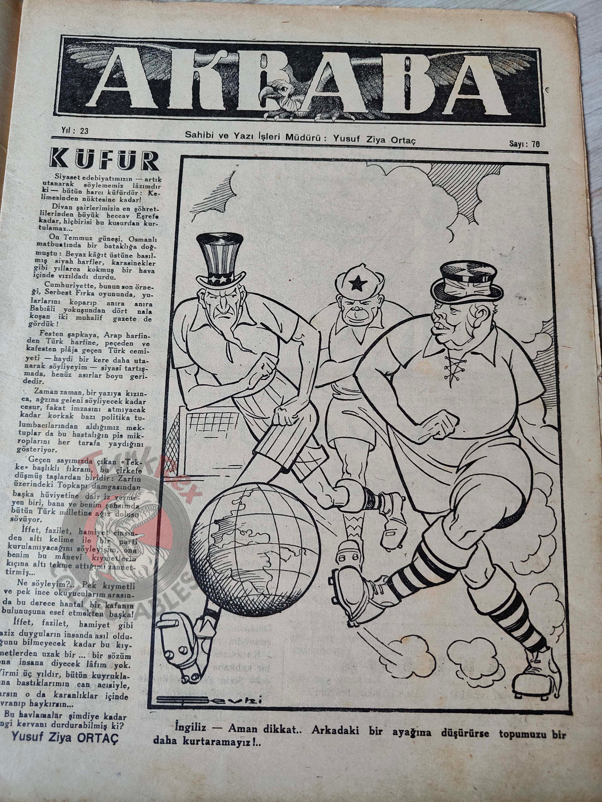 Akbaba 1945 Humor Magazine Turkish Turkey Germany Hitler Mussolini WW2 era Italy Japan Britain